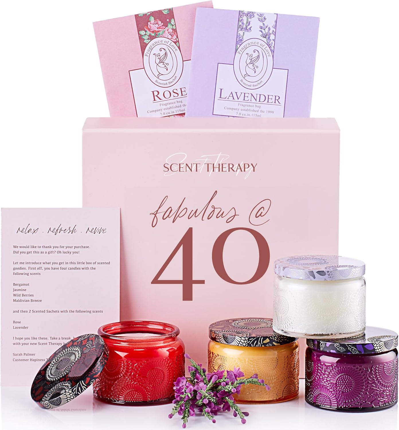 40th Birthday Gifts for Women – Scented Candles Gifts for Women – Elegant & Fun...