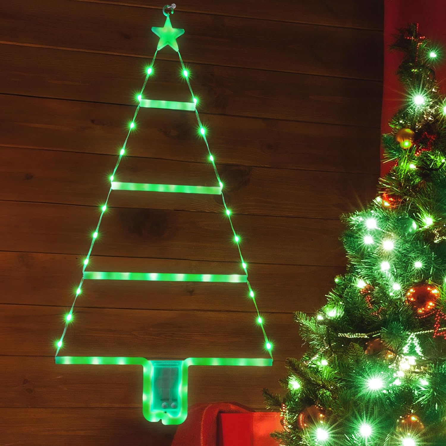 Moxled Battery Christmas Lights - 2ft LED Ladder Christmas Lights with Timer, 8...