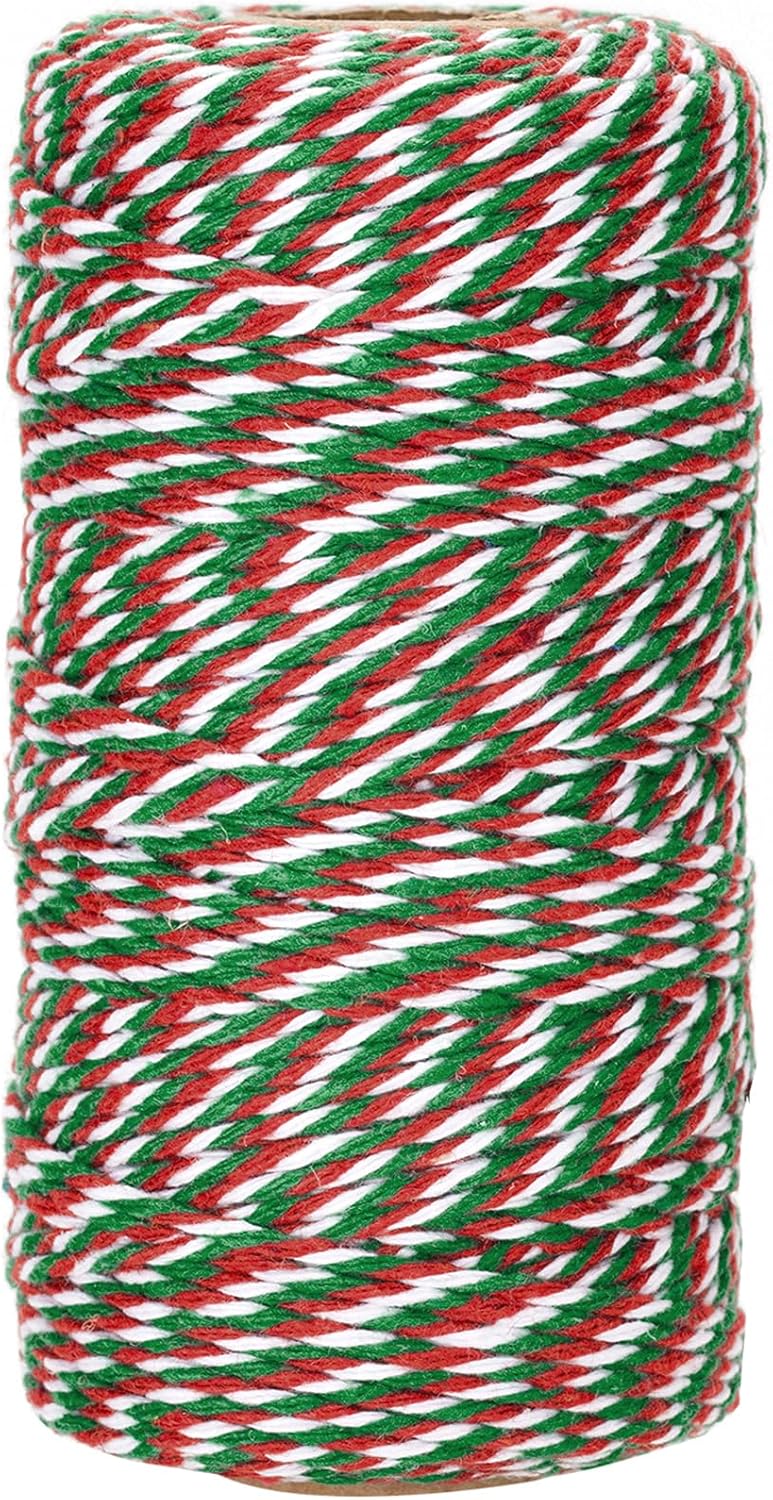 G2PLUS 100M Christmas Candy Craft String, 2MM Durable Bakers Twine, Tags Labels...