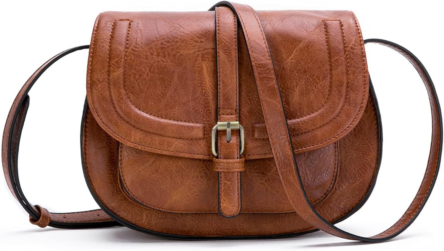 AFKOMST Crossbody Bag for Women Small Satchel and Shoulder Bag Vintage Saddle Ha...