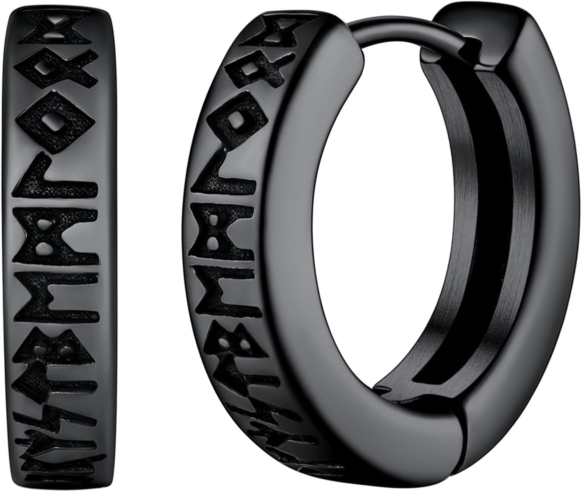 FaithHeart Viking Hoop Earrings for Men Women Nors...