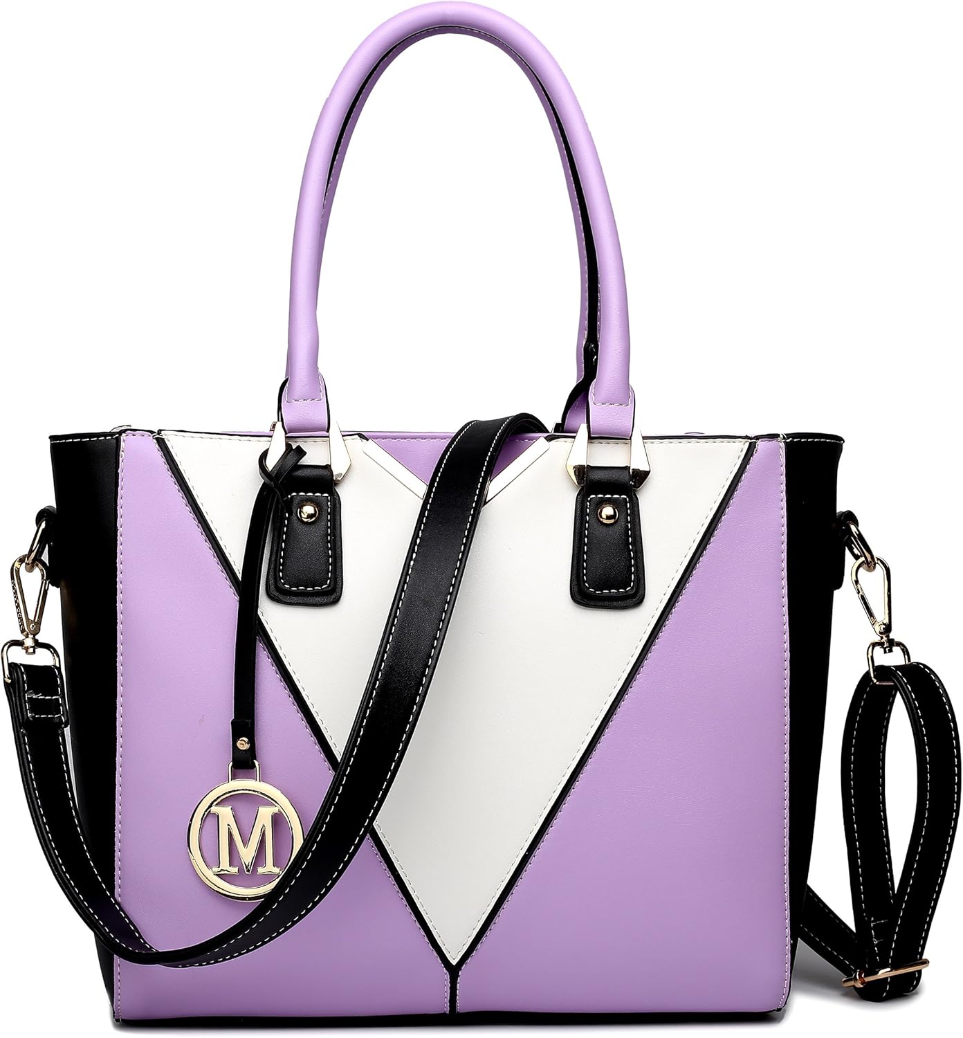 Miss Lulu Leather Look V-Shape Shoulder Handbag Lightweight Medium Tote Bag Hand...
