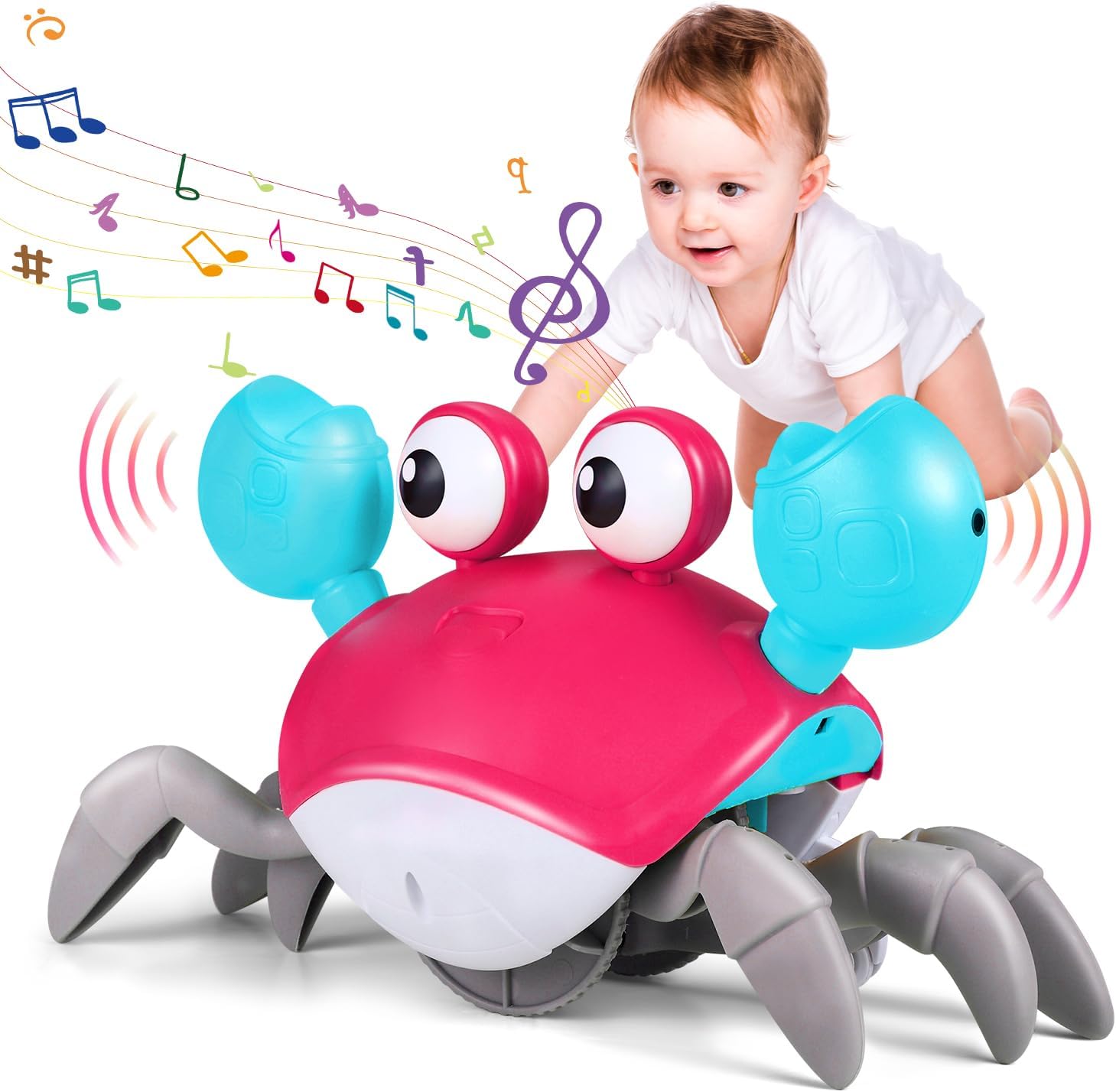 Baby Crawling Crab Toys With Music and Light Interactive Walking Sensory Toys wi...