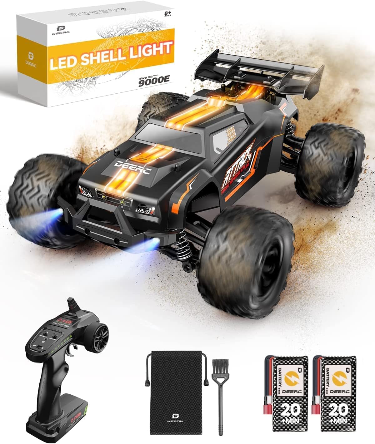 DEERC Remote Control Car 1:14, 4WD RC Car 25 MPH w...