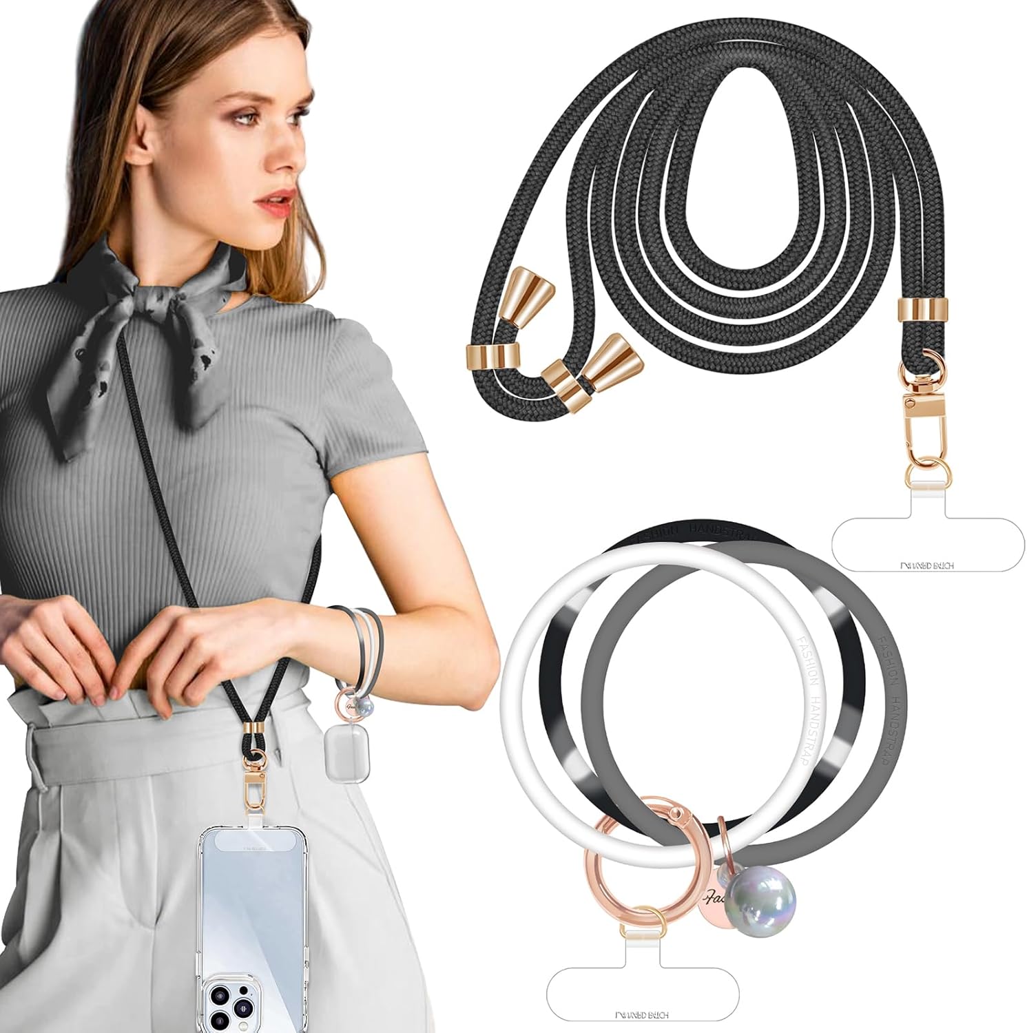 ROCONTRIP Phone Lanyard Crossbody Phone Strap and Silicone Wrist Strap Set Adjus...