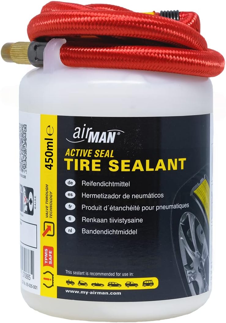 AirMan 65-005-001 ATVT HB Tyre Repair Sealant 450 ml-Assorted hose(Red/Black) 45...