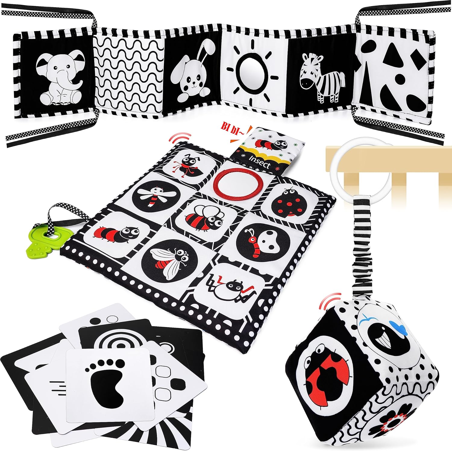 HappyKidsClub Black and White Sensory Toys, Baby Toys 0-6 Months Sensory Toys fo...