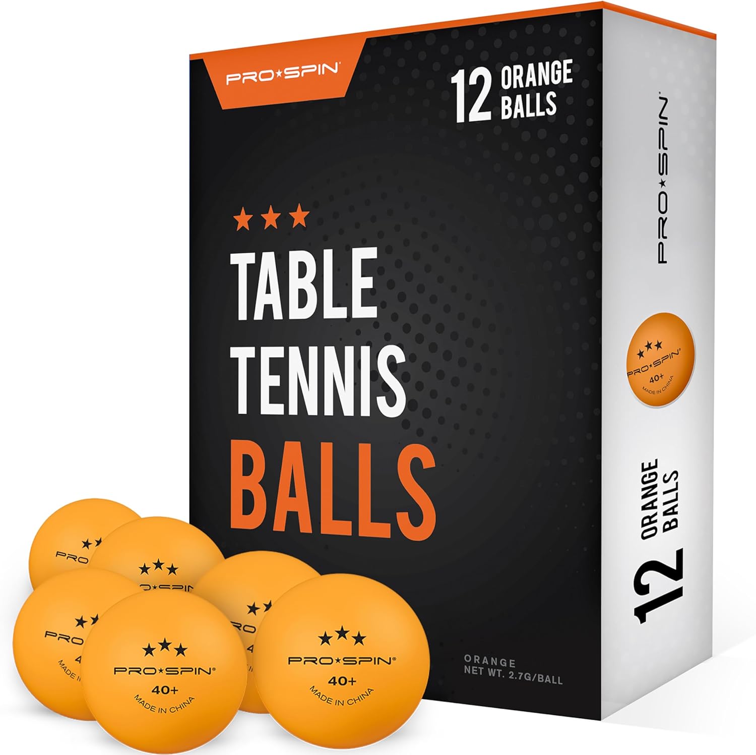 PRO SPIN Ping Pong Balls - Orange 3-Star 40+ Table Tennis Balls | High-Performan...