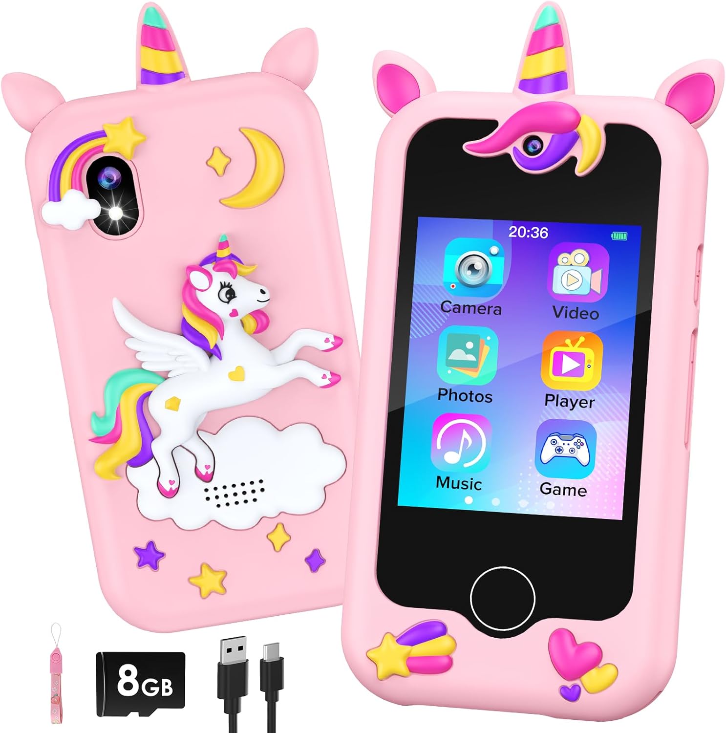 GREENKINDER Kids Smart Phone Toys for Girls, 2.8 Inch Touchscreen with Dual Came...