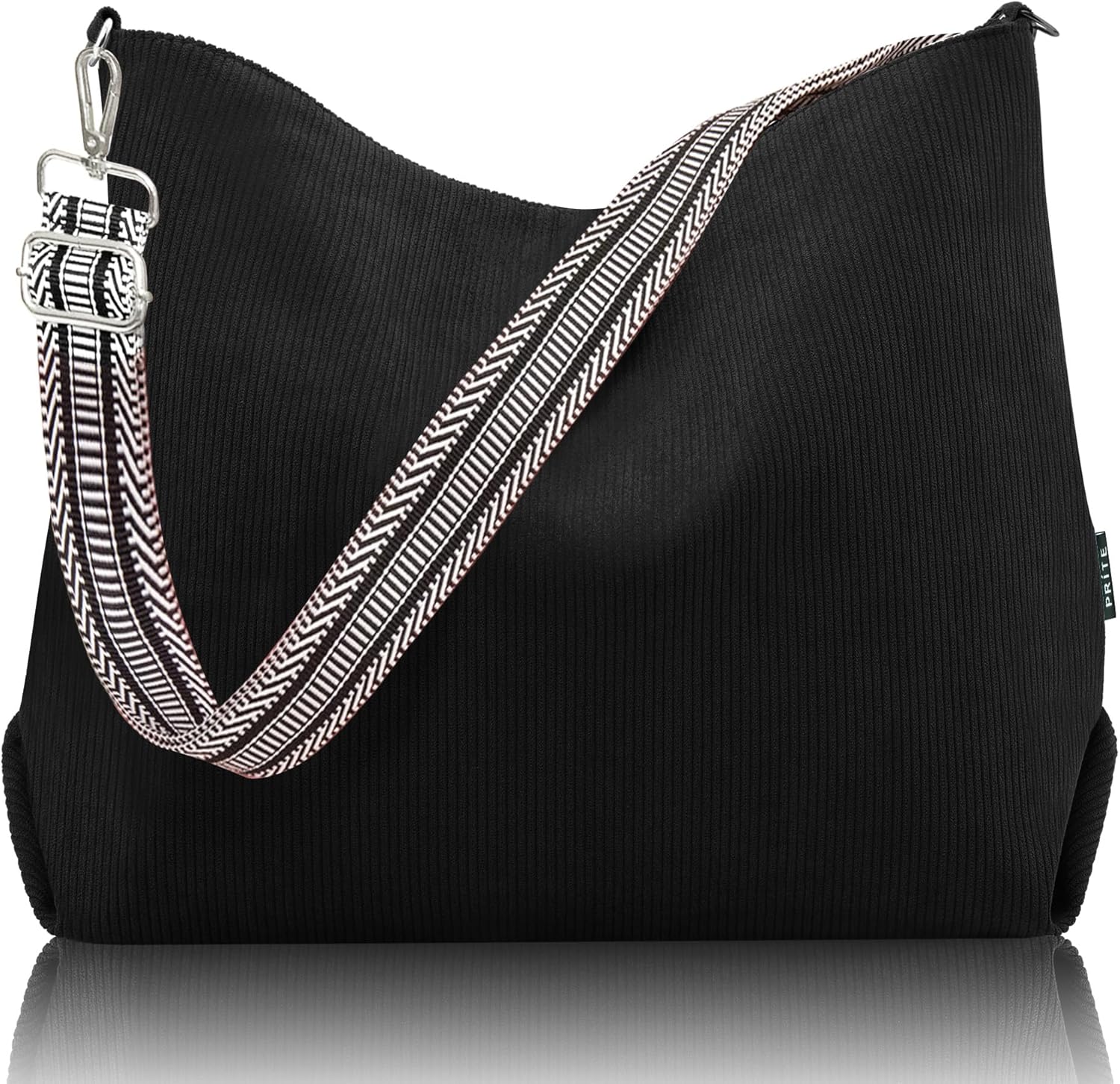 Prite Corduroy Tote Bag for Women with Zipper, Large Capacity Shoulder Bags with...