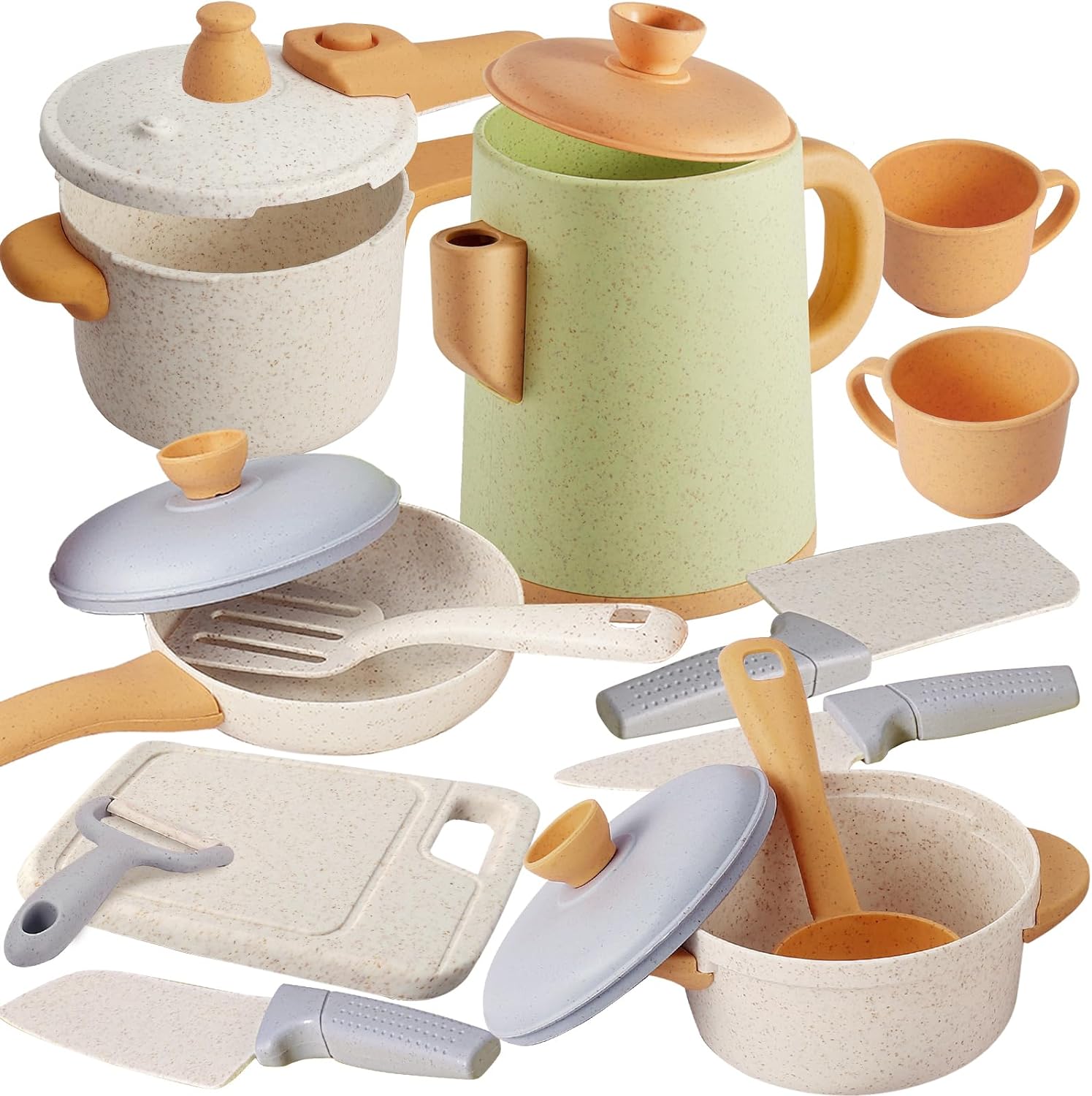 HYAKIDS Toy Pots and Pans Set Kids Kitchen Accessories, Pretend Play Kitchen Toy...