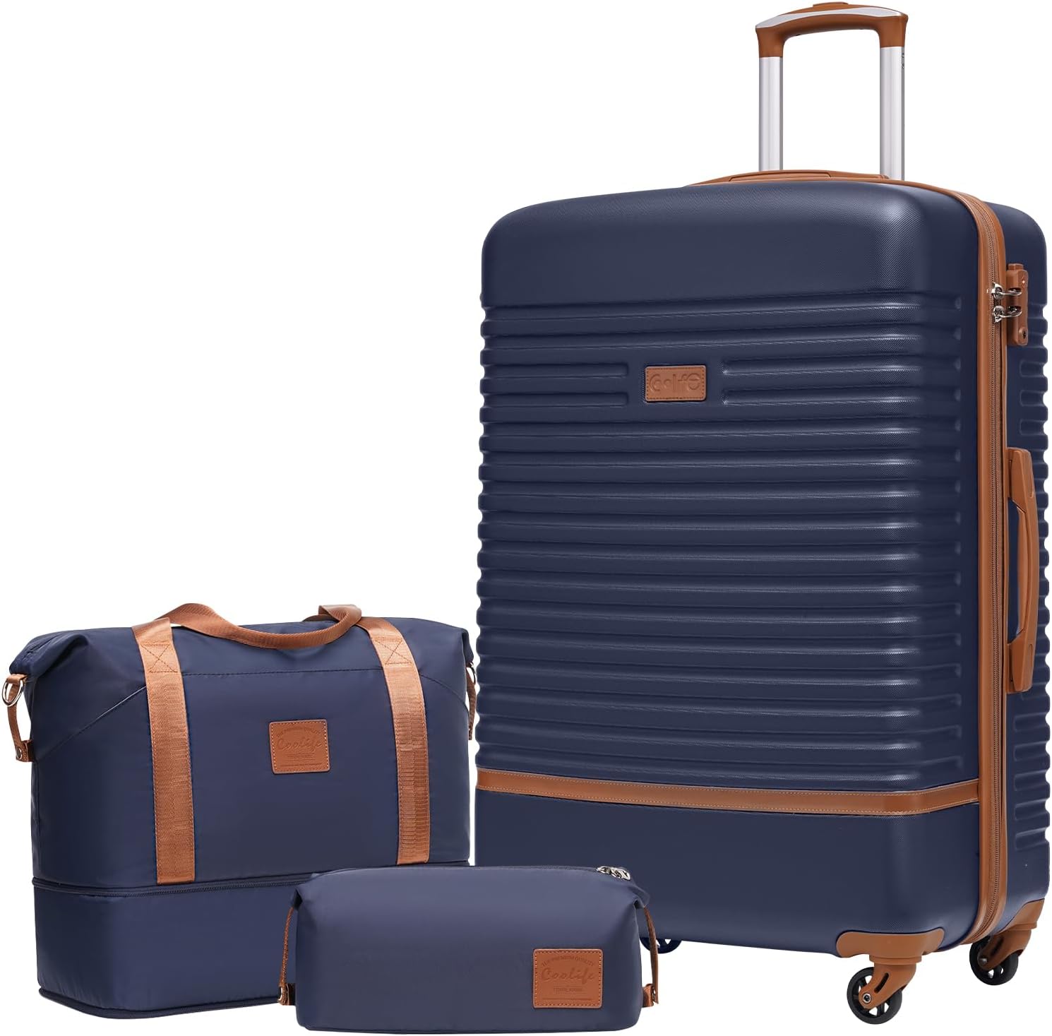 COOLIFE Suitcase Trolley Carry On Hand Cabin Luggage Hard Shell Travel Bag Light...