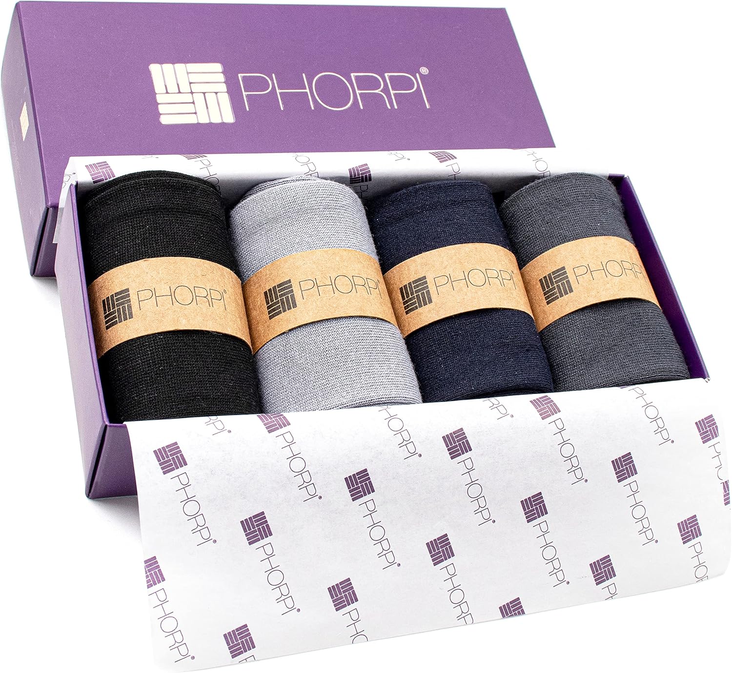 PHORPI Mens Bamboo Socks - Soft Top Anti Sweat Mul...