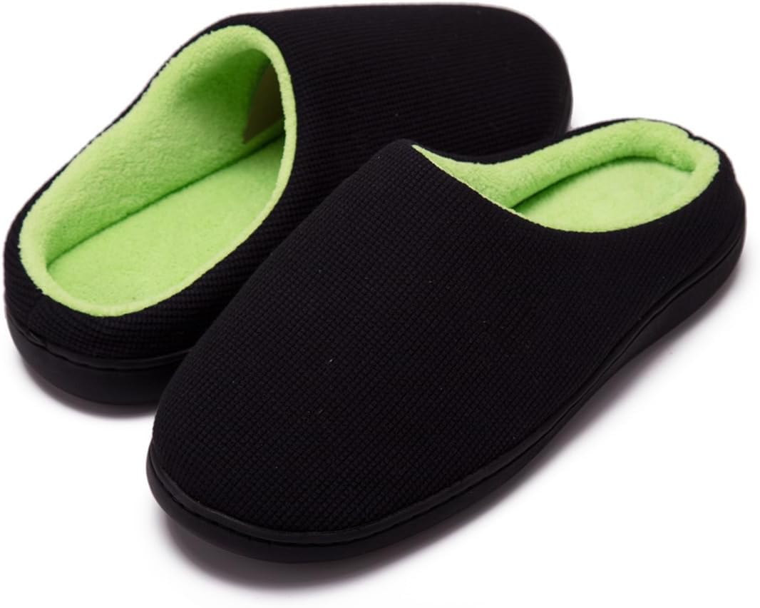 Men's Two-Tone Memory Foam Slippers Cozy Memory Foam Breathable House Slippers w...
