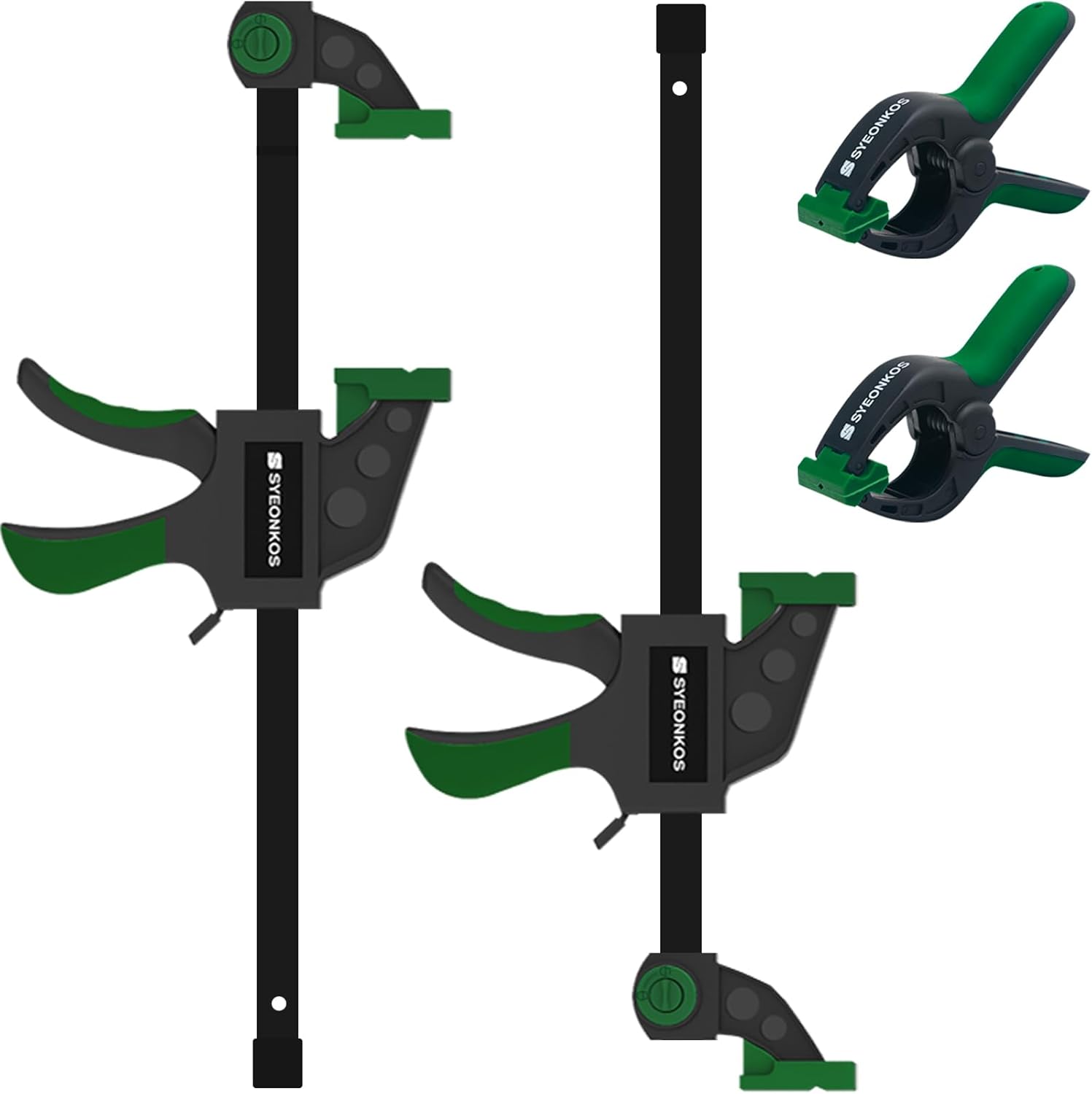 SYEONKOS 12 Inch/300mm Clamps for Woodwork, 2pc Bar Clamps & 2pc Spring Clamps,...