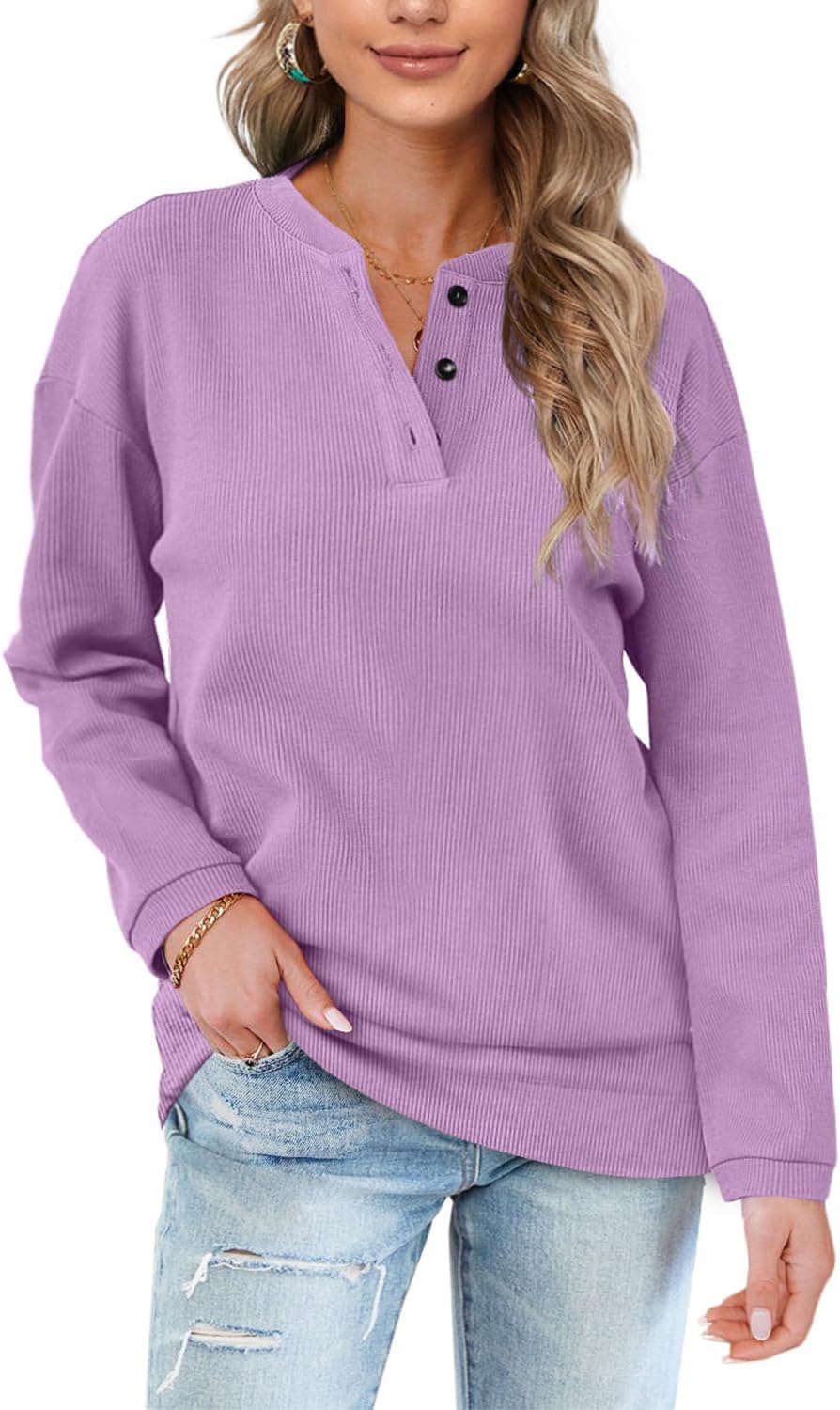 Aokosor Womens Sweatshirts Ladies Jumpers Long Sleeve Tops Ladies Loose Sweatshi...
