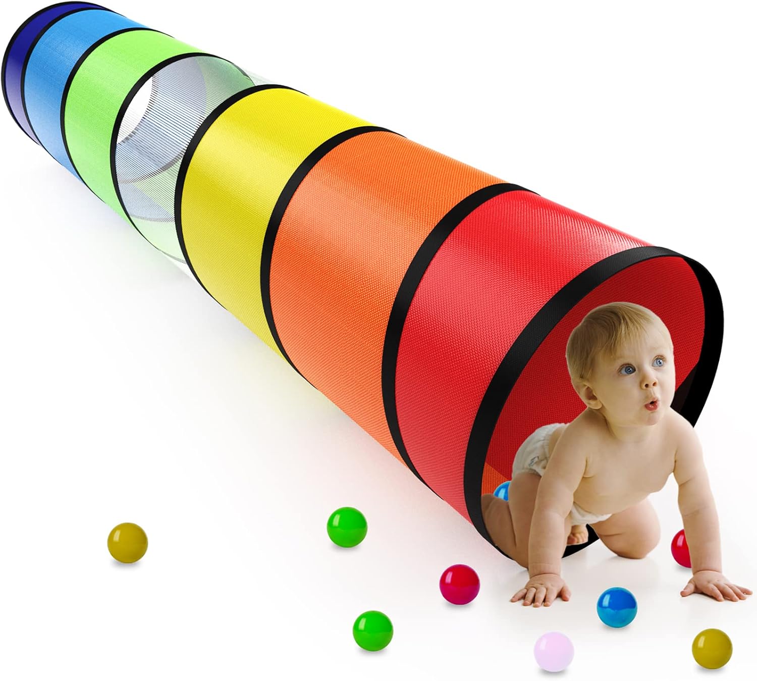 Kids Play Tunnel for Toddlers Colorful Pop Up Baby Tunnel for Kids to Crawl Thro...