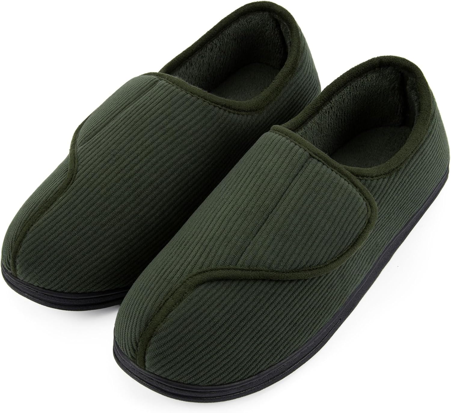 LongBay Men's Diabetic Wide Fit Memory Foam Slippers Comfy Warm Plush Fleece Art...