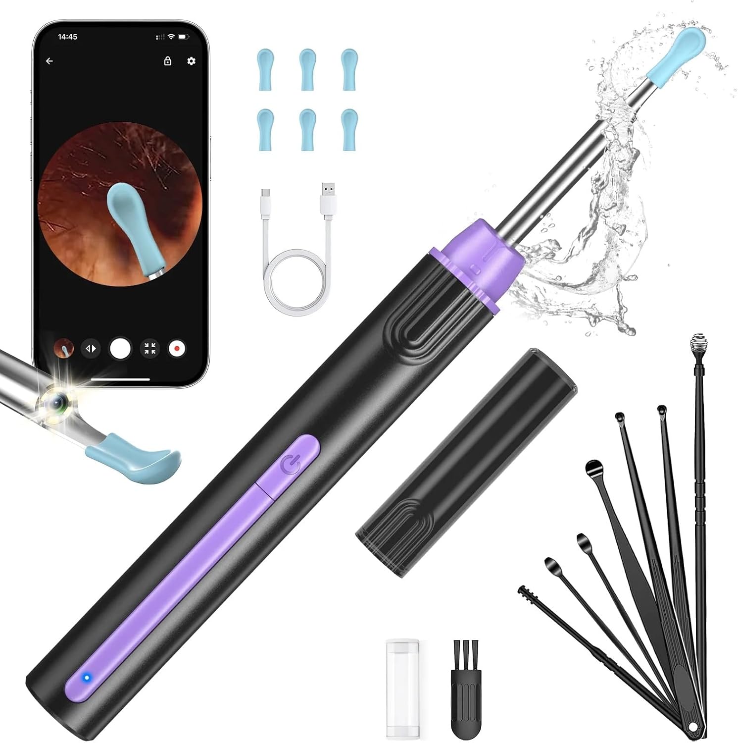 Kekoy P8 Ear Wax Removal Kit, WiFi Ear Cleaner with Camera 1296P HD, Rechargeabl...
