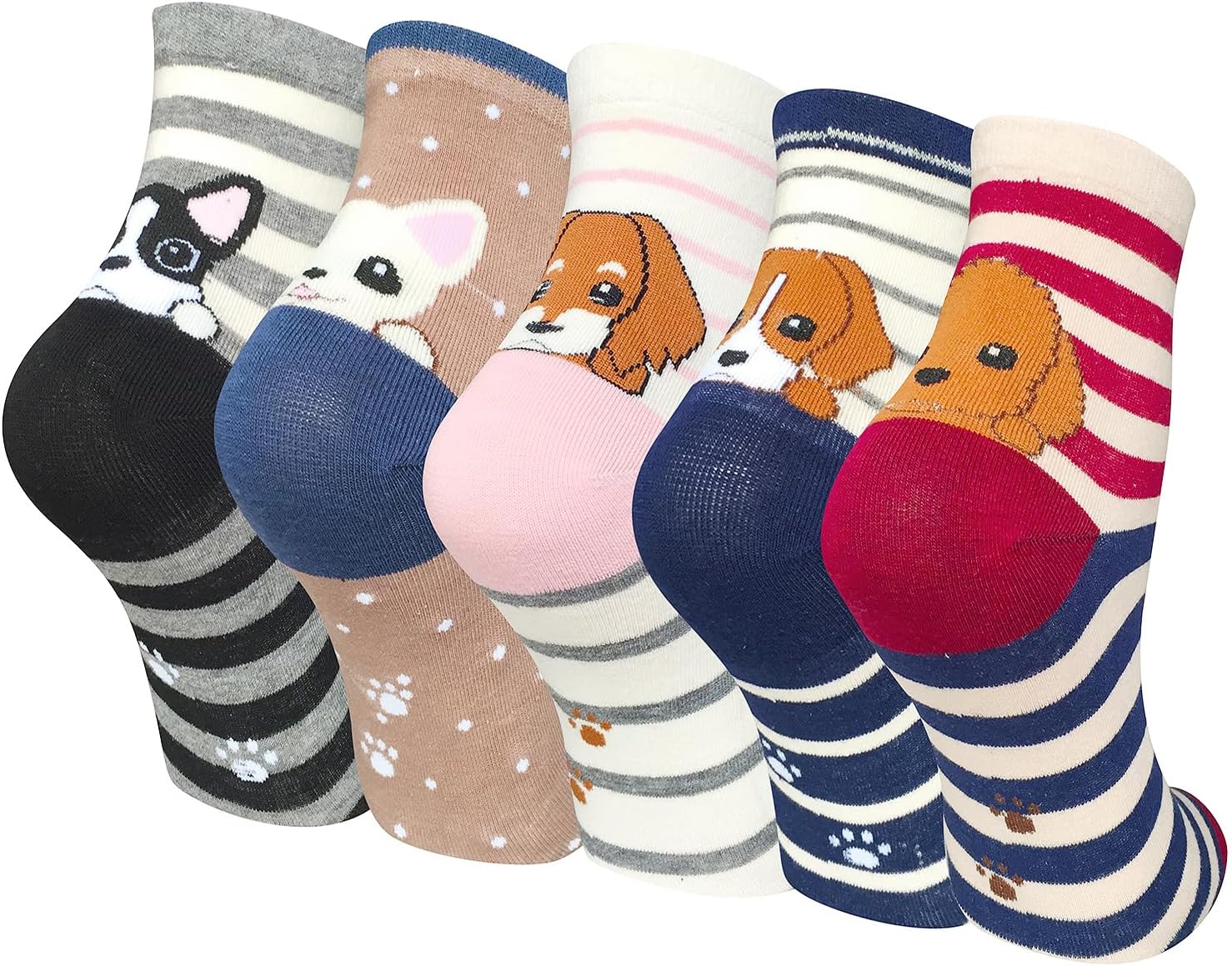Justay Comf 5 Pairs Womens Animal Funny Socks, Cute Cat Dog Cotton Socks for Lad...