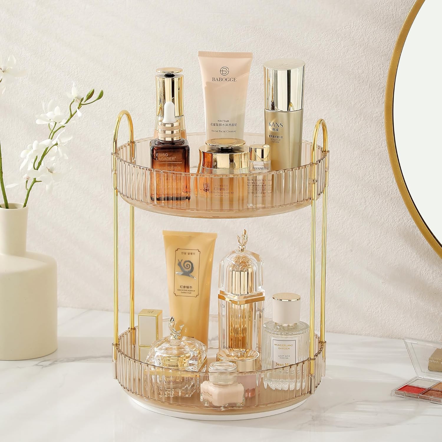 Rotating Makeup Organizer for Vanity, Large Skincare Make Up Storage Perfume Org...