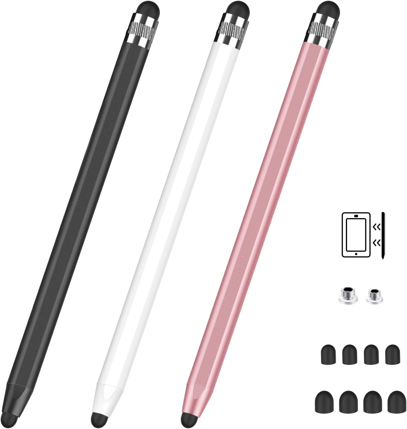 MEKO Stylus Pens for Touch Screens with Magnetic Replacement Tip, 3Pack Capaciti...