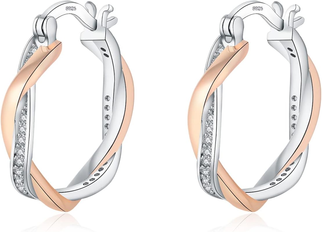 HEEYA Silver Hoop Earrings for Women Girls, Sterling Silver Hoops Sleeper Huggie...