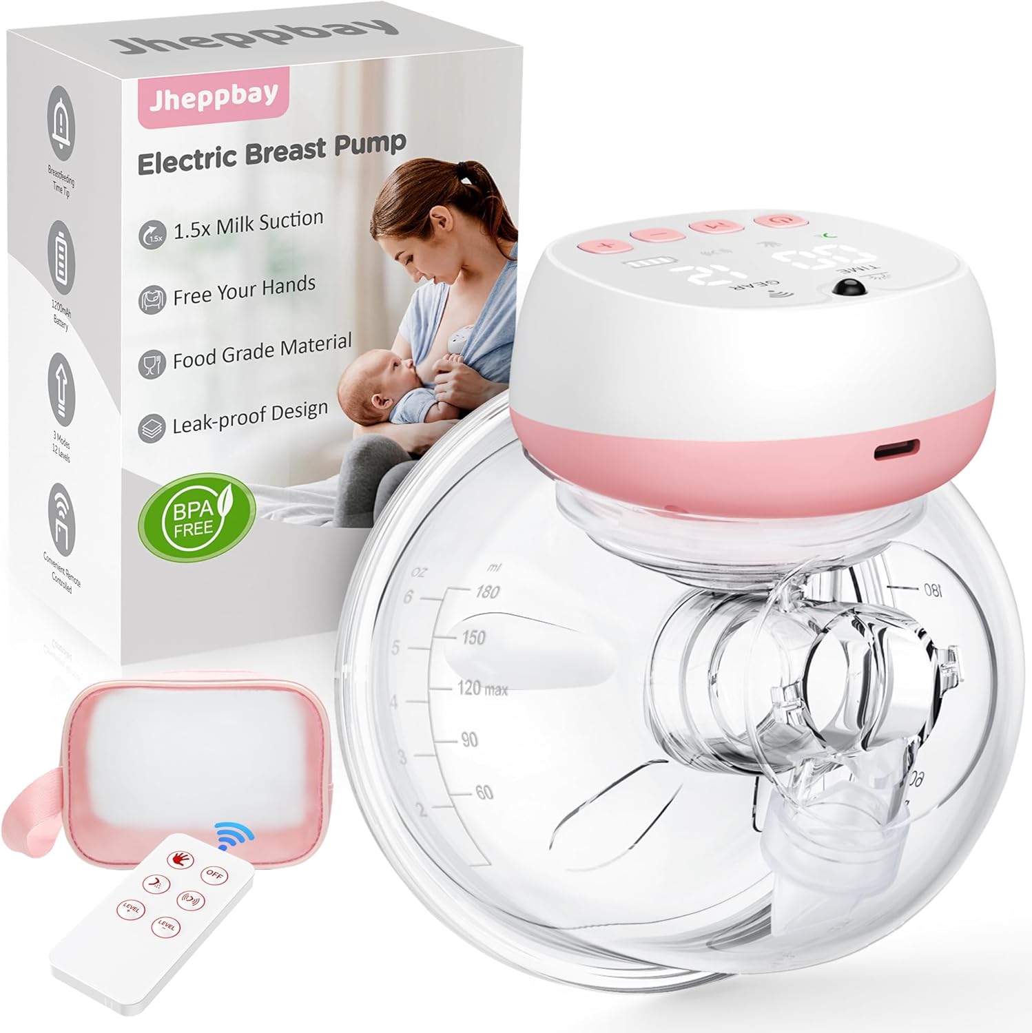 Jheppbay Electric Breast Pump Wearable, Handsfree...