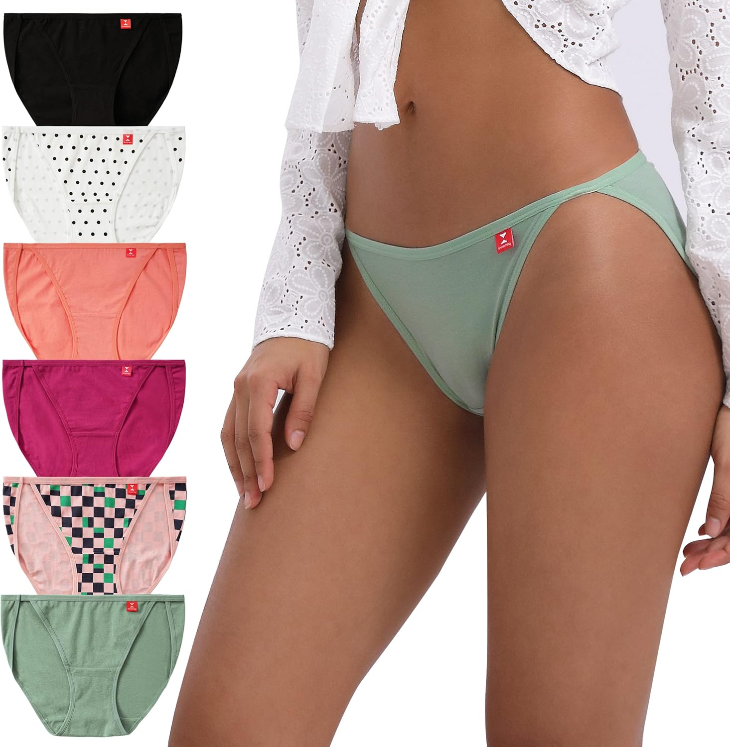 INNERSY High Leg Knickers for Women Comfy Cotton Underwear Ladies Basic Bikini B...