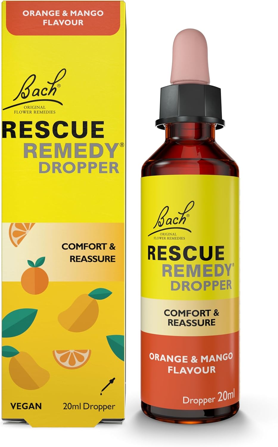 Rescue Remedy Dropper 20ml (Orange & Mango) Comfort & Reassurance, Alcohol Free,...