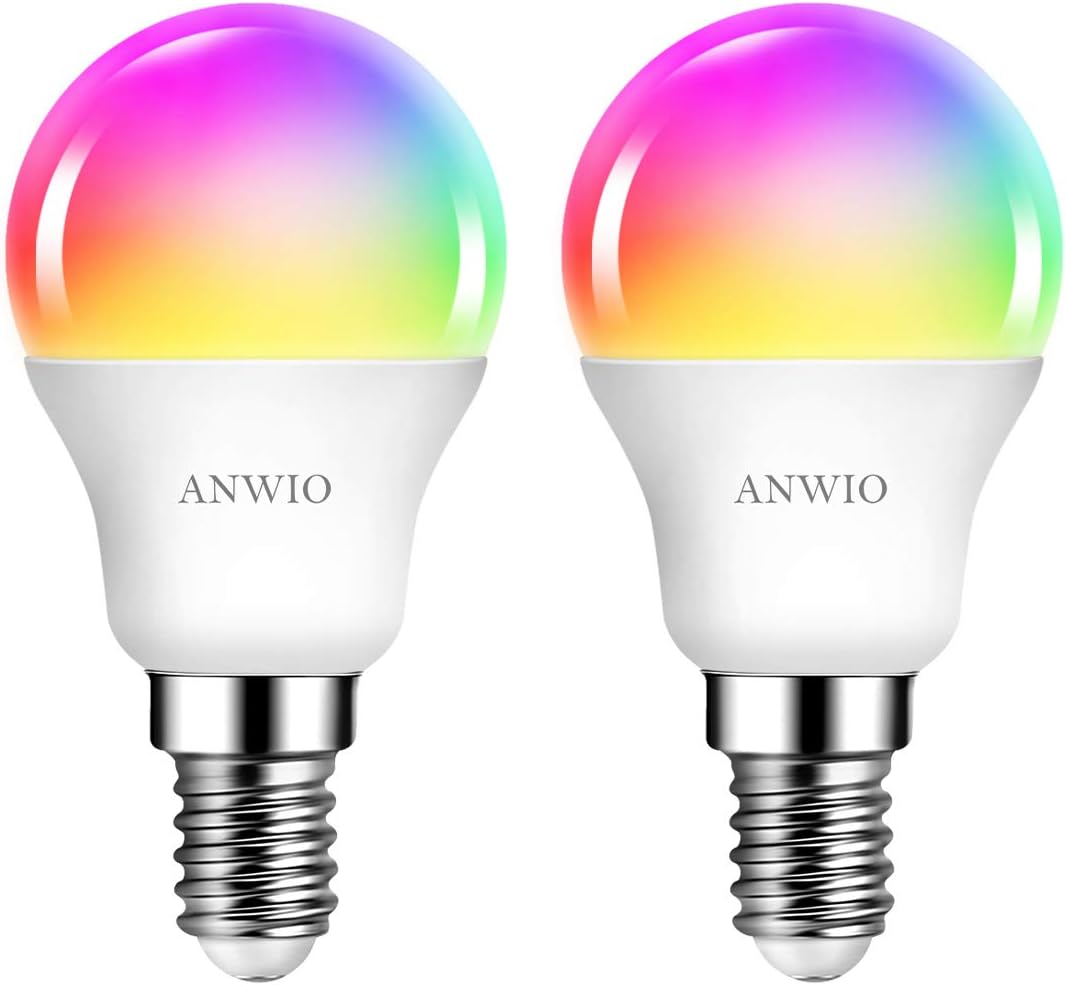 ANWIO E14 WiFi Smart LED Bulb, G45 Alexa Light Bulbs E14 Small Screw, Works with...