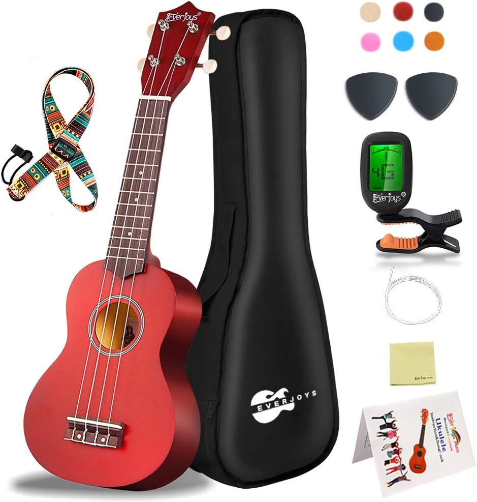 Everjoys Soprano Ukulele Beginner Kit 21 Inch Ukel...