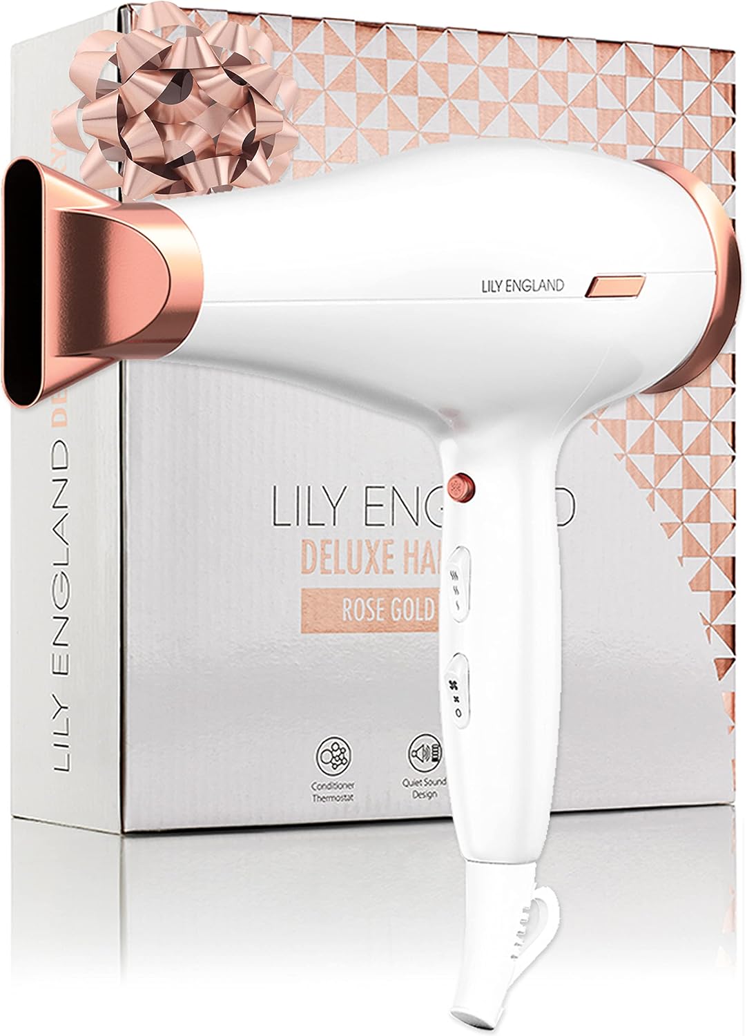 Lily England Lightweight Hair Dryer - Quiet Hairdryer with Cold Setting for Shin...