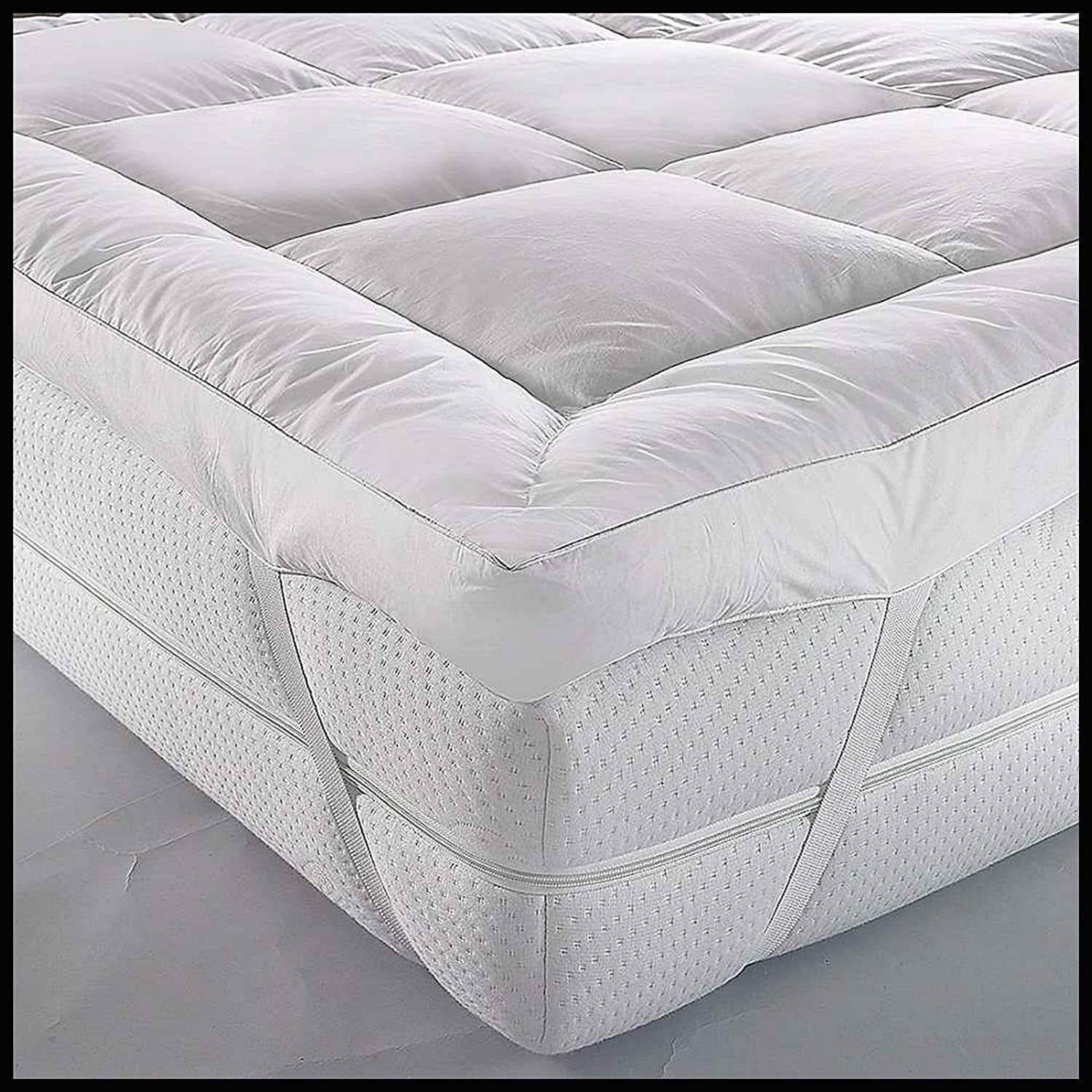 Hotel Quality Box Stitched Microfibre Mattress Topper 5cm Super soft Heavy Fill...