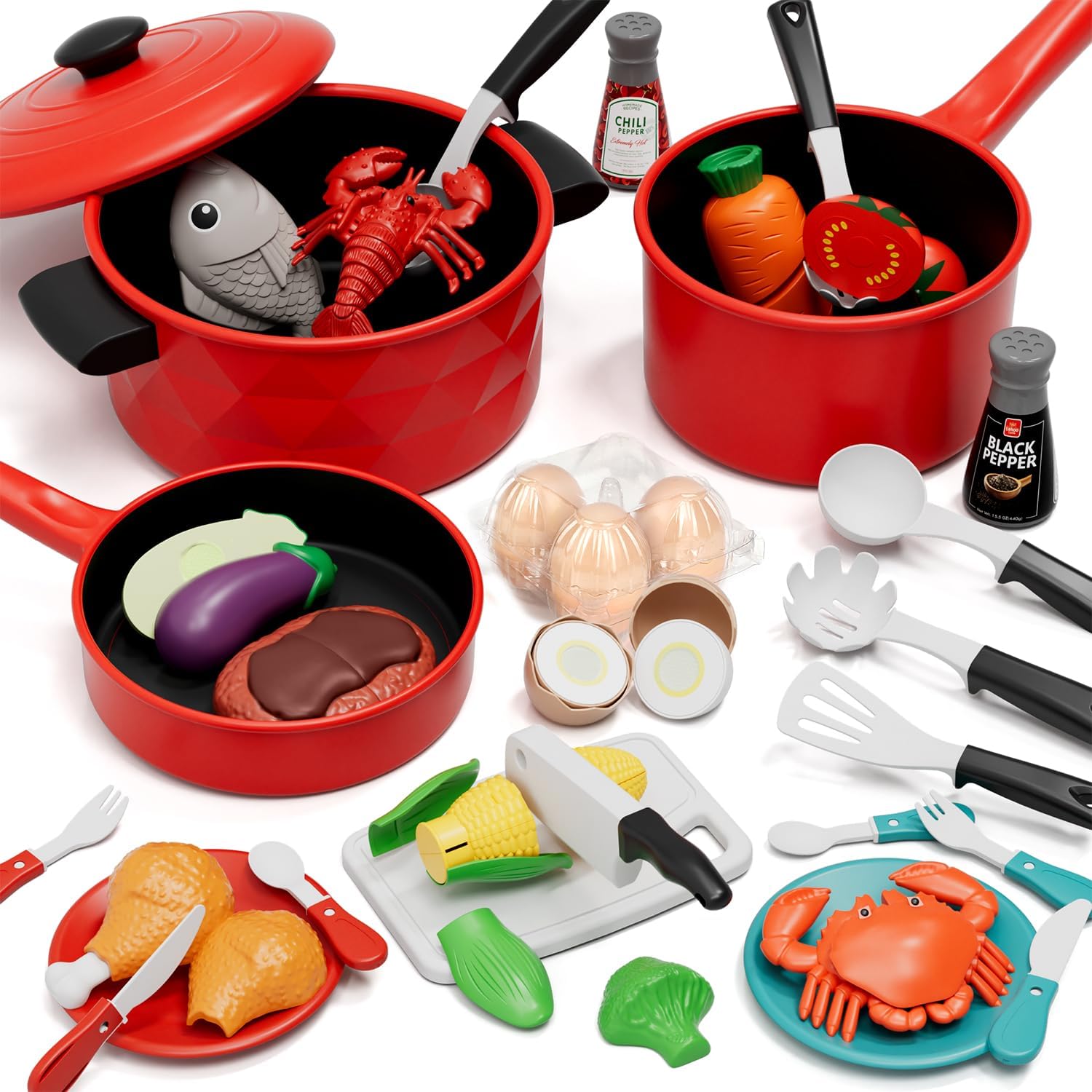 Lehoo Castle Play Kitchen Accessories, Play Food Sets for Children Kitchen, Toy...