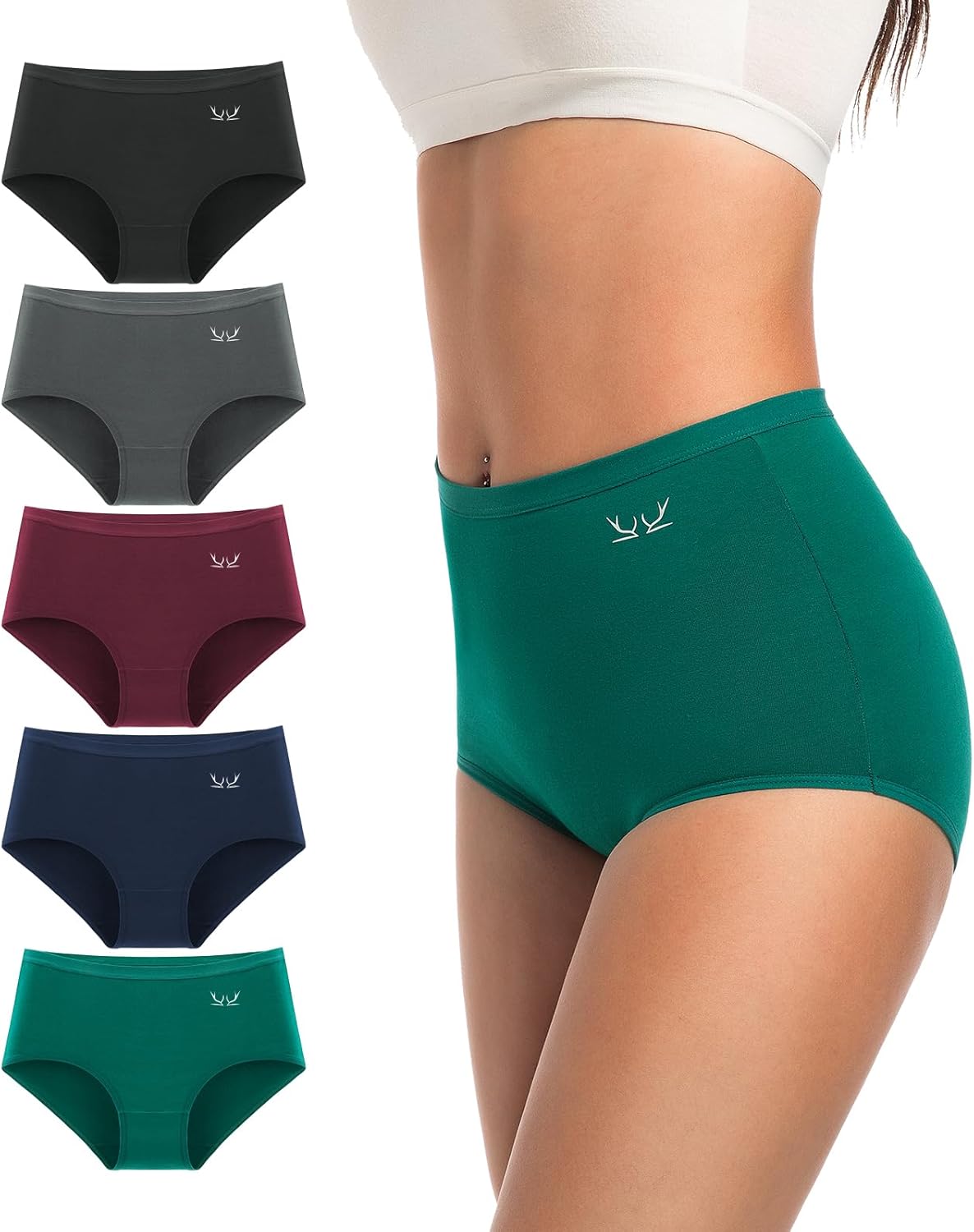 TANSTC Womens Underwear Cotton Knickers High Waisted Underwear Full Back Coverag...