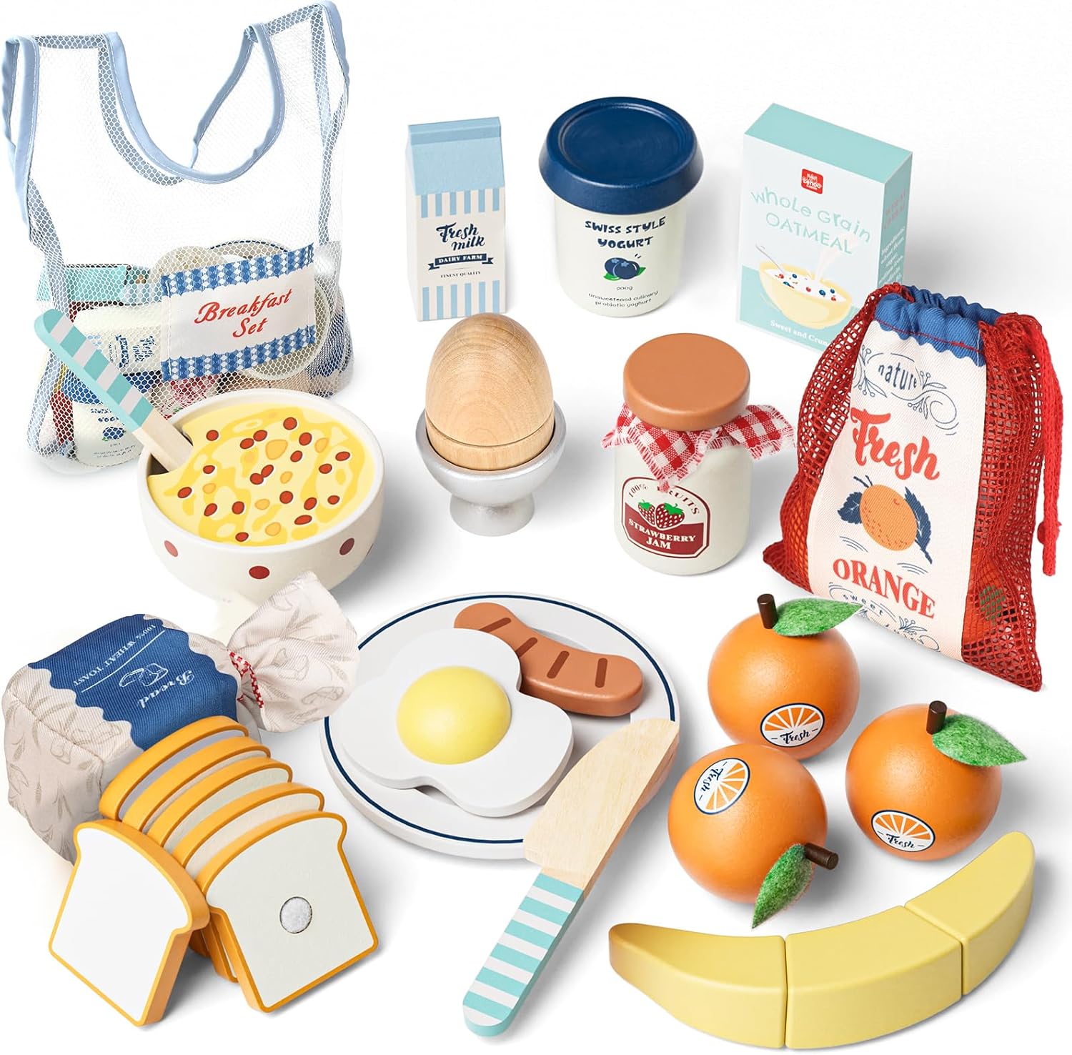 Lehoo Castle Wooden Food Toys, Toy Food for Toddlers 3+ Year Old, Play Food Sets...