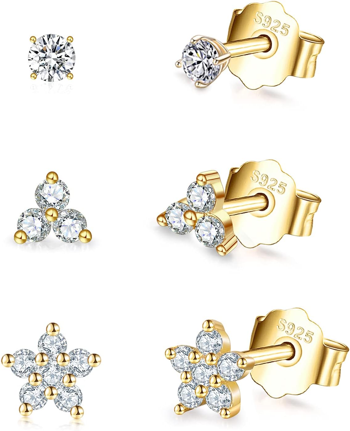 CERSLIMO Silver Stud Earrings for Women Girls, Tiny Flower Earrings Set | Small...