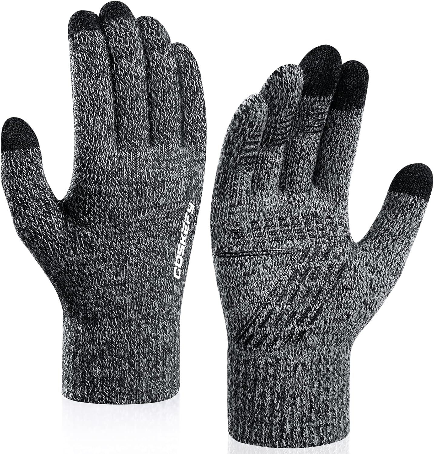 coskefy Winter Knit Gloves Touchscreen Gloves Thermal Wool Lined Texting Gloves...