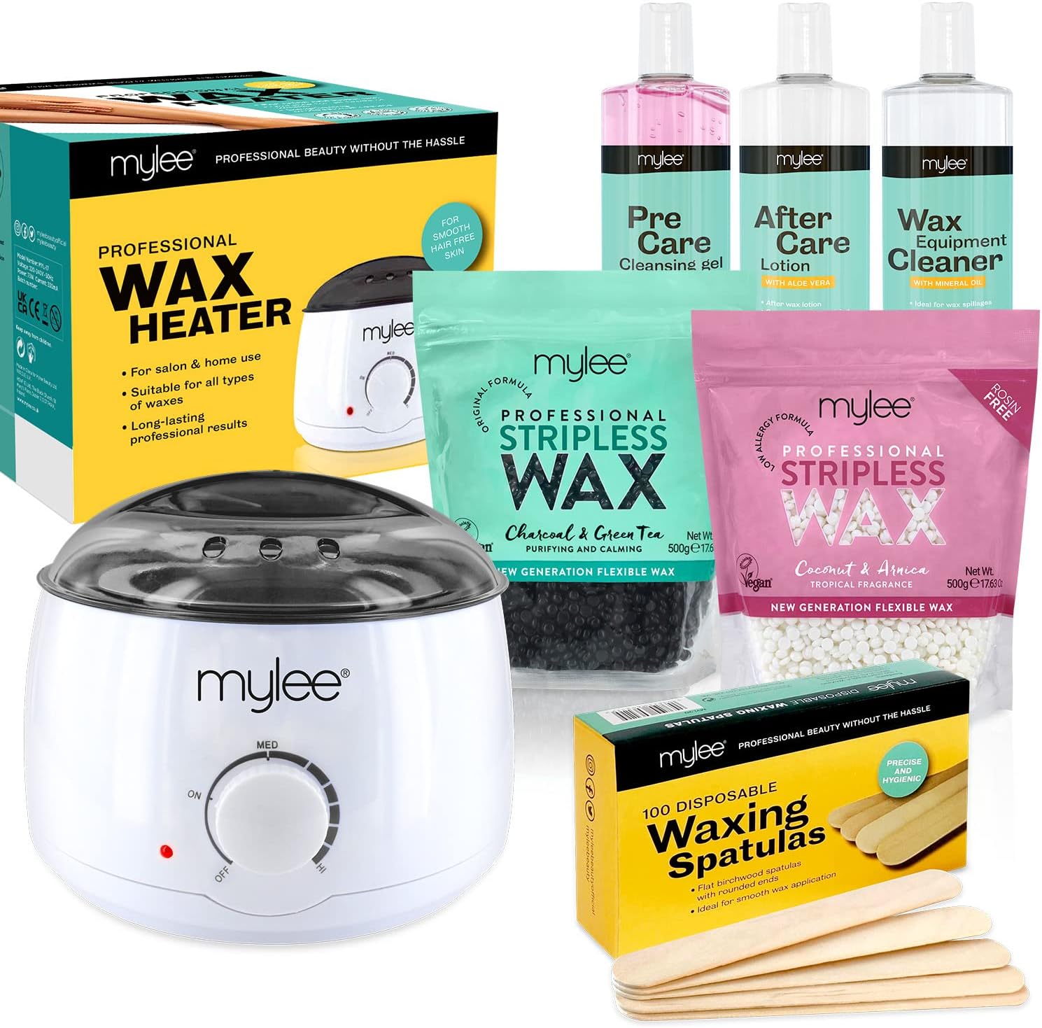 Mylee Professional Complete Waxing Kit with Wax Heater, Hard Wax Beads 500g, App...