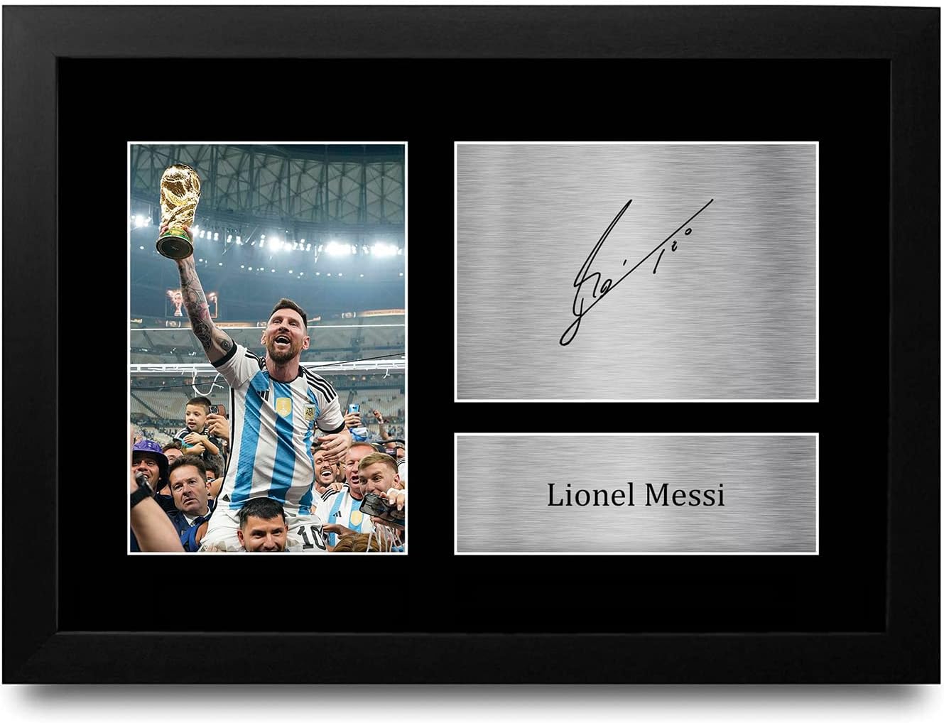 HWC Trading Lionel Messi Gift Signed A4 Printed Framed Autograph Argentina Gifts...