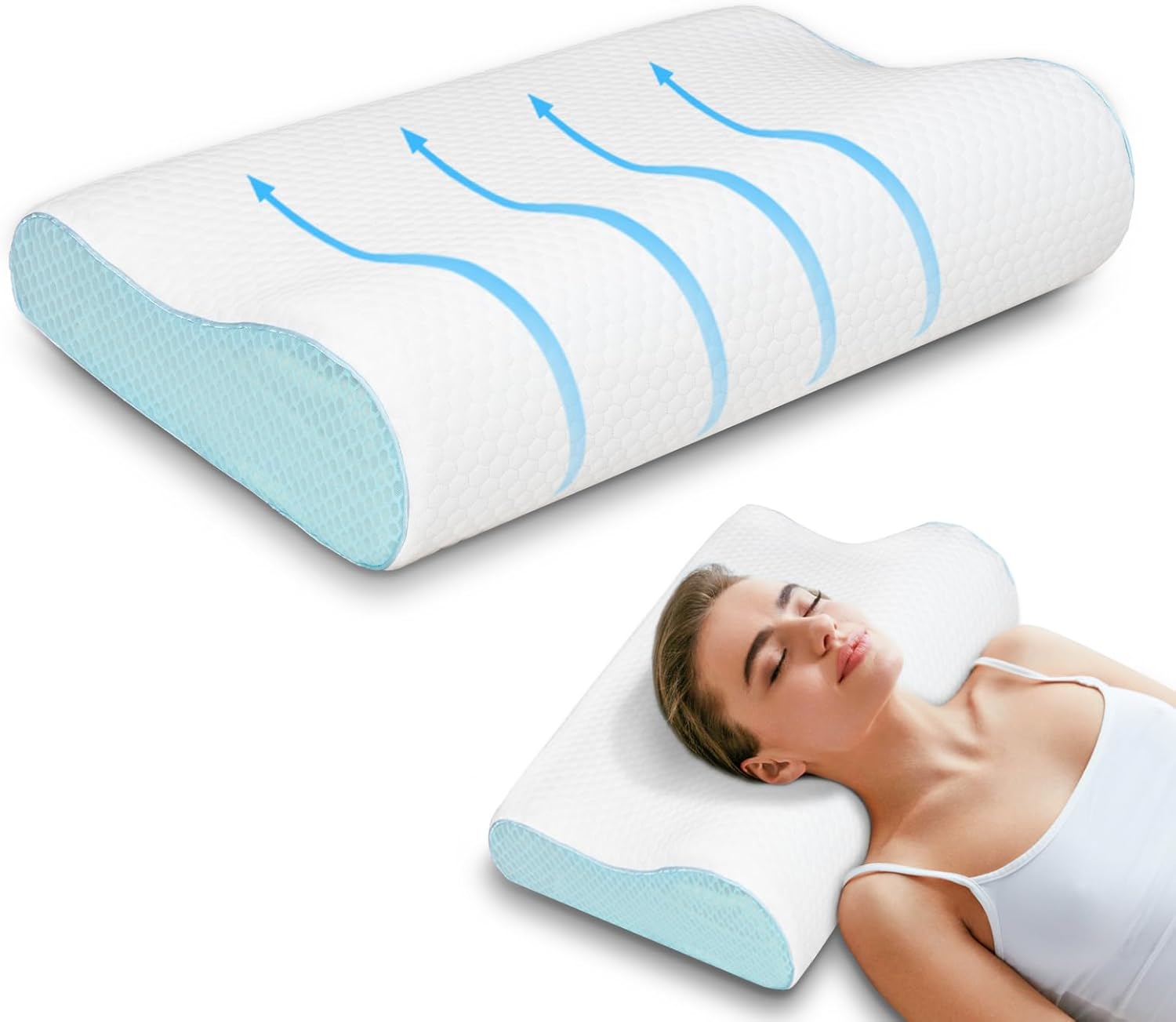 Enighs Cervical Memory Foam Pillow for Neck Pain Relief, Memory Foam Anti-Snore...