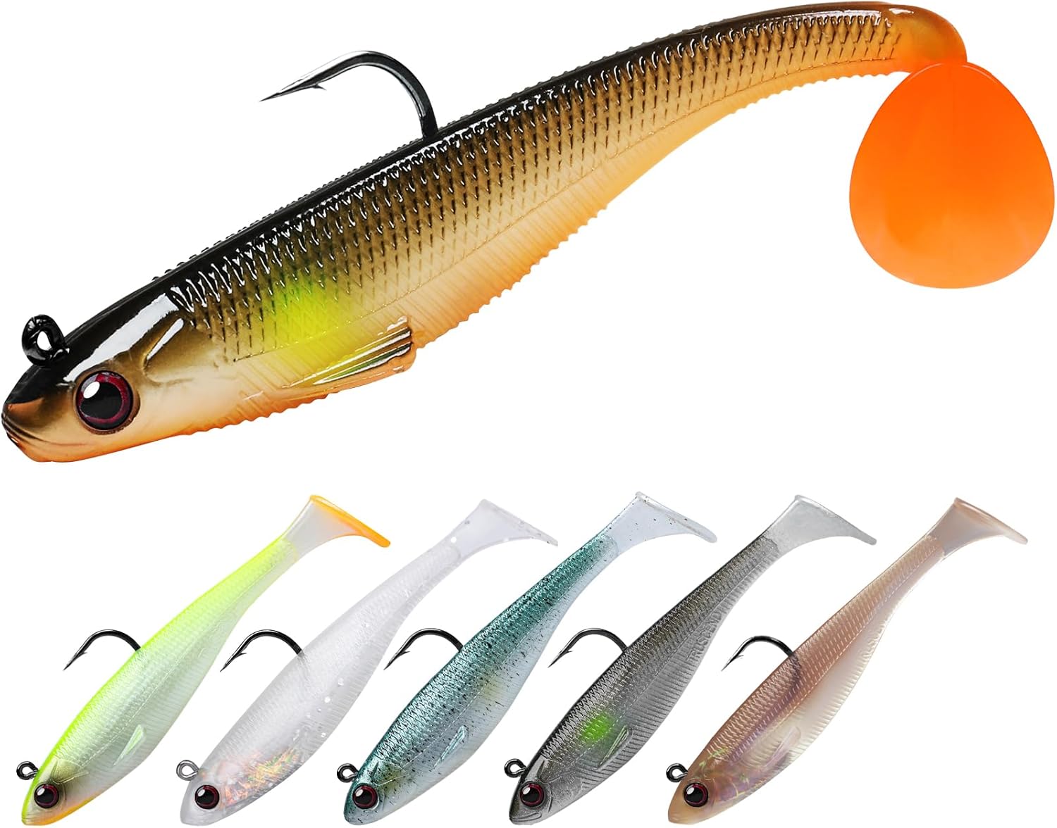 TRUSCEND Pre-Rigged Soft Fishing Lures, Great Action Swimbait with Spinner, Well...