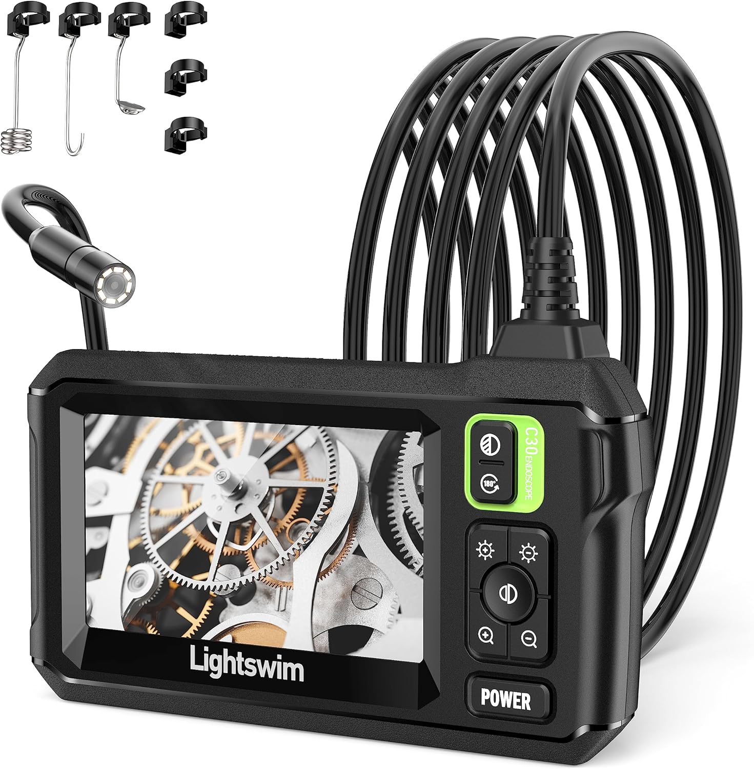 Industrial Endoscope Inspection Camera, Lightswim 4.3" IPS Borescope Sewer Camer...