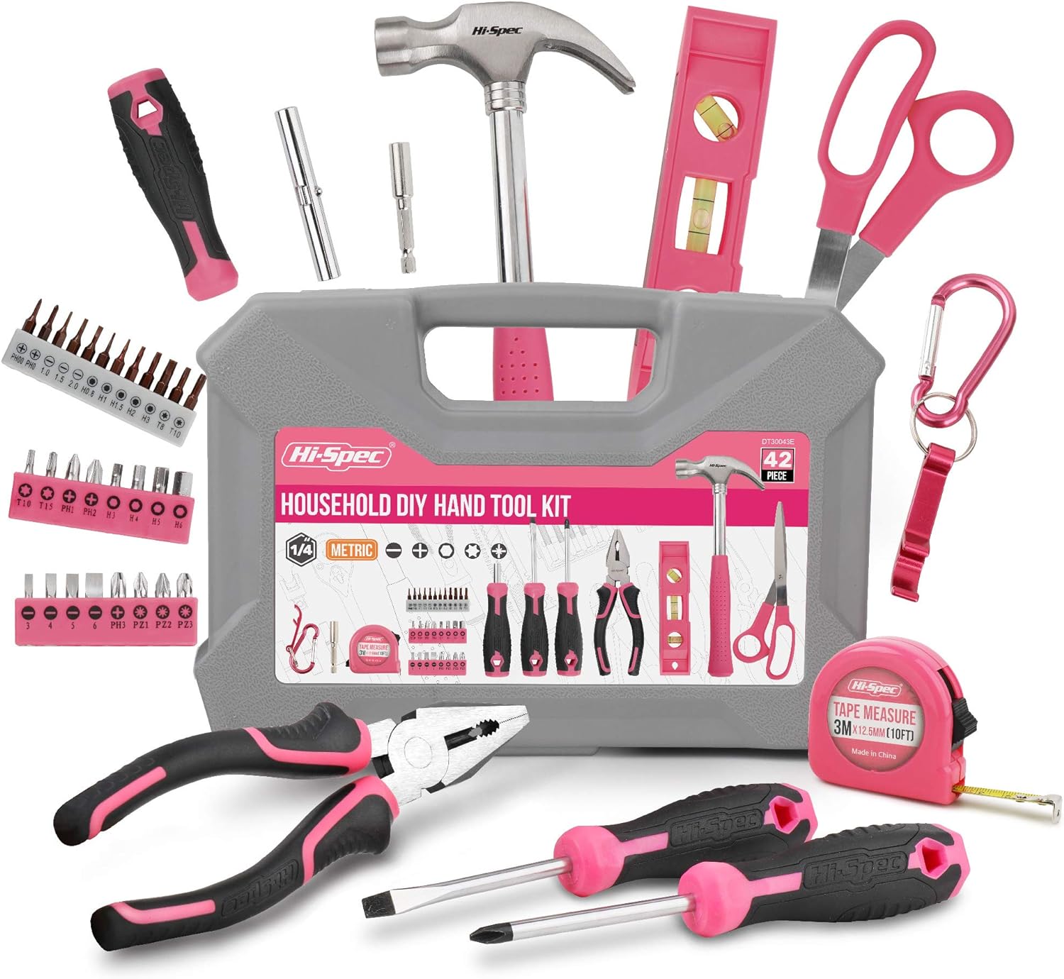 Hi-Spec 42 Pc Pink Tool Kit for Ladies and Women - Essential Household Hand Tool...