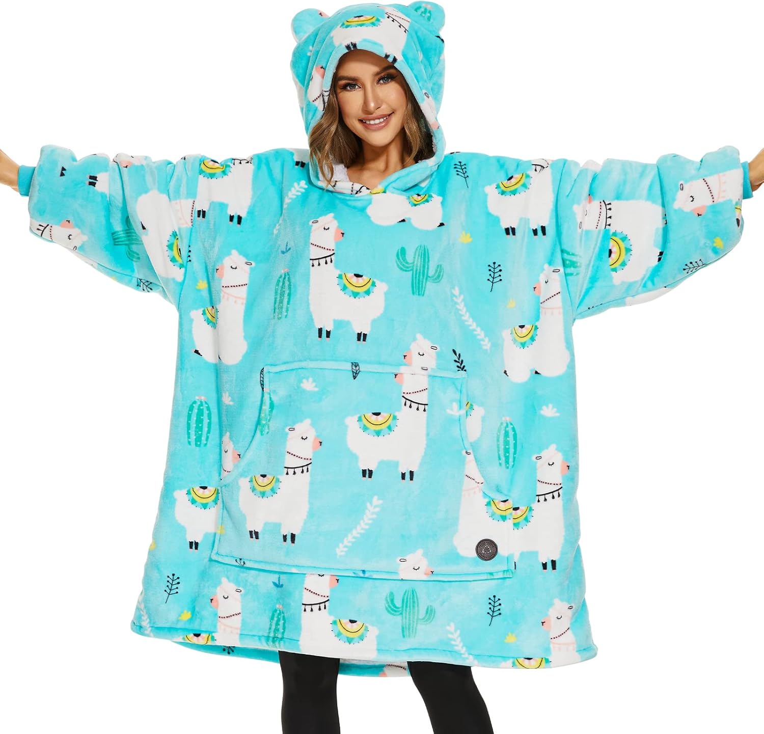 THREE POODLE Oversized Blanket Hoodie, Sherpa Fleece Wearable Blanket Sweatshirt...