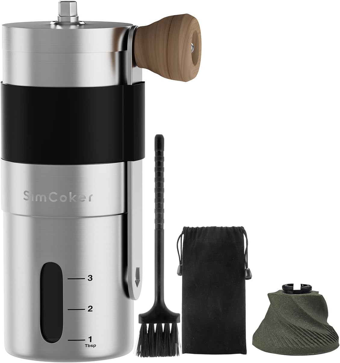 SimCoker Manual Coffee Grinder, Ceramic Burrs Hand Coffee Grinder, Adjustable Gr...
