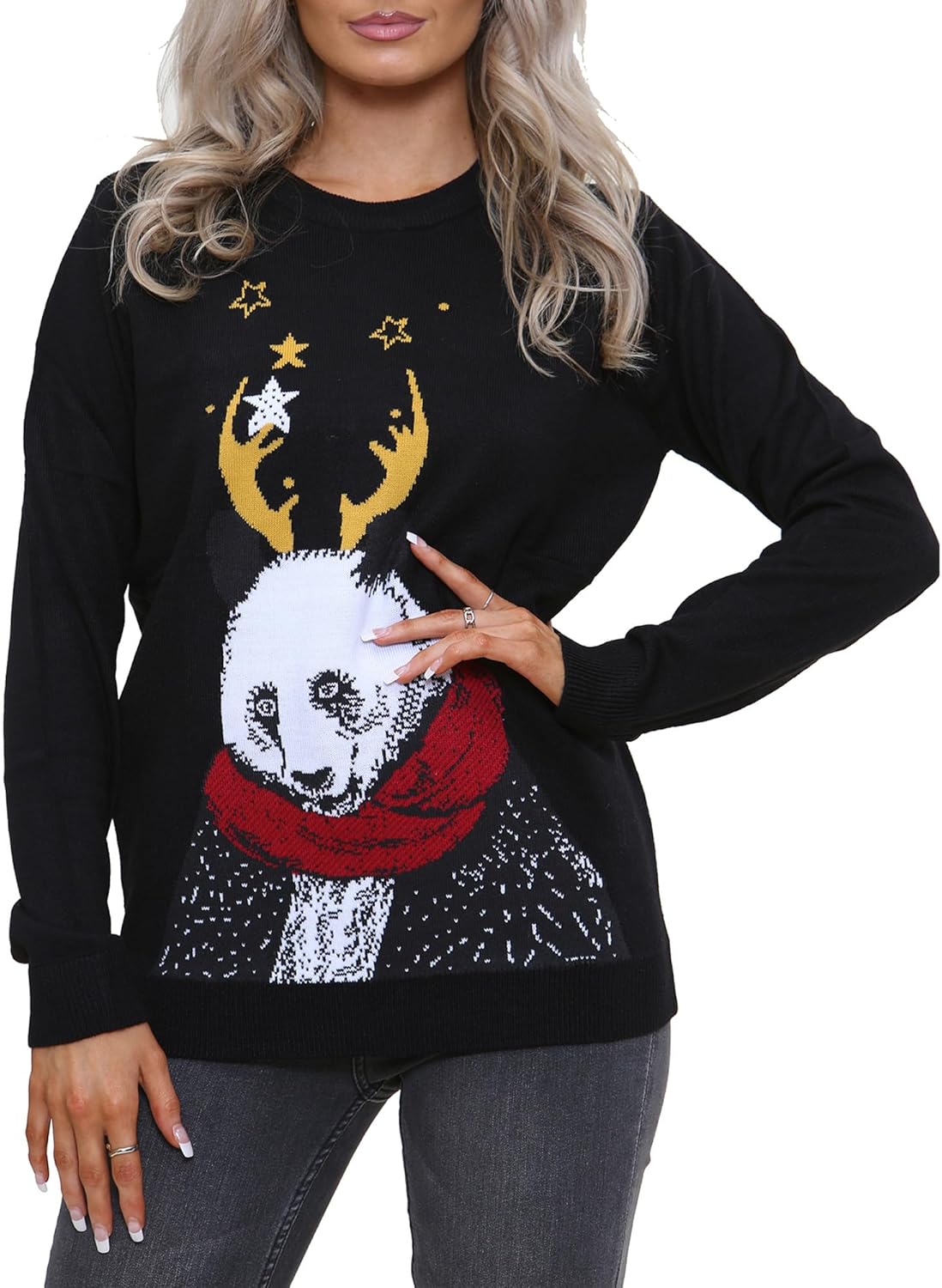 NOROZE Women's Xmas Jumper Merry Ladies Elf Pullover Knitted Sweater UK Sizes 8-...