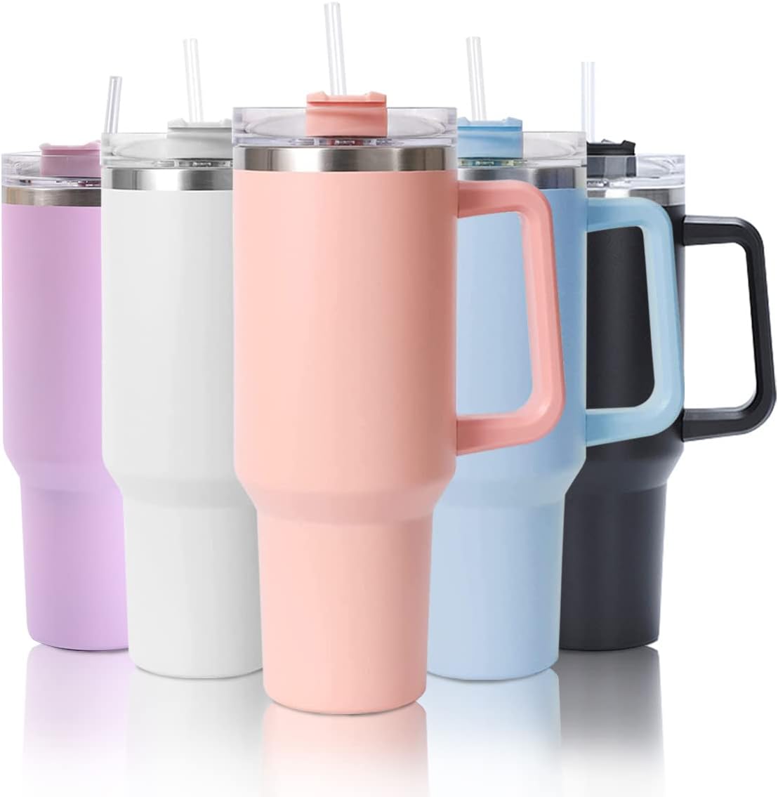 Tumbler with Straw Lid and Handle, 40oz Stainless Steel Coffee Travel Insulated...