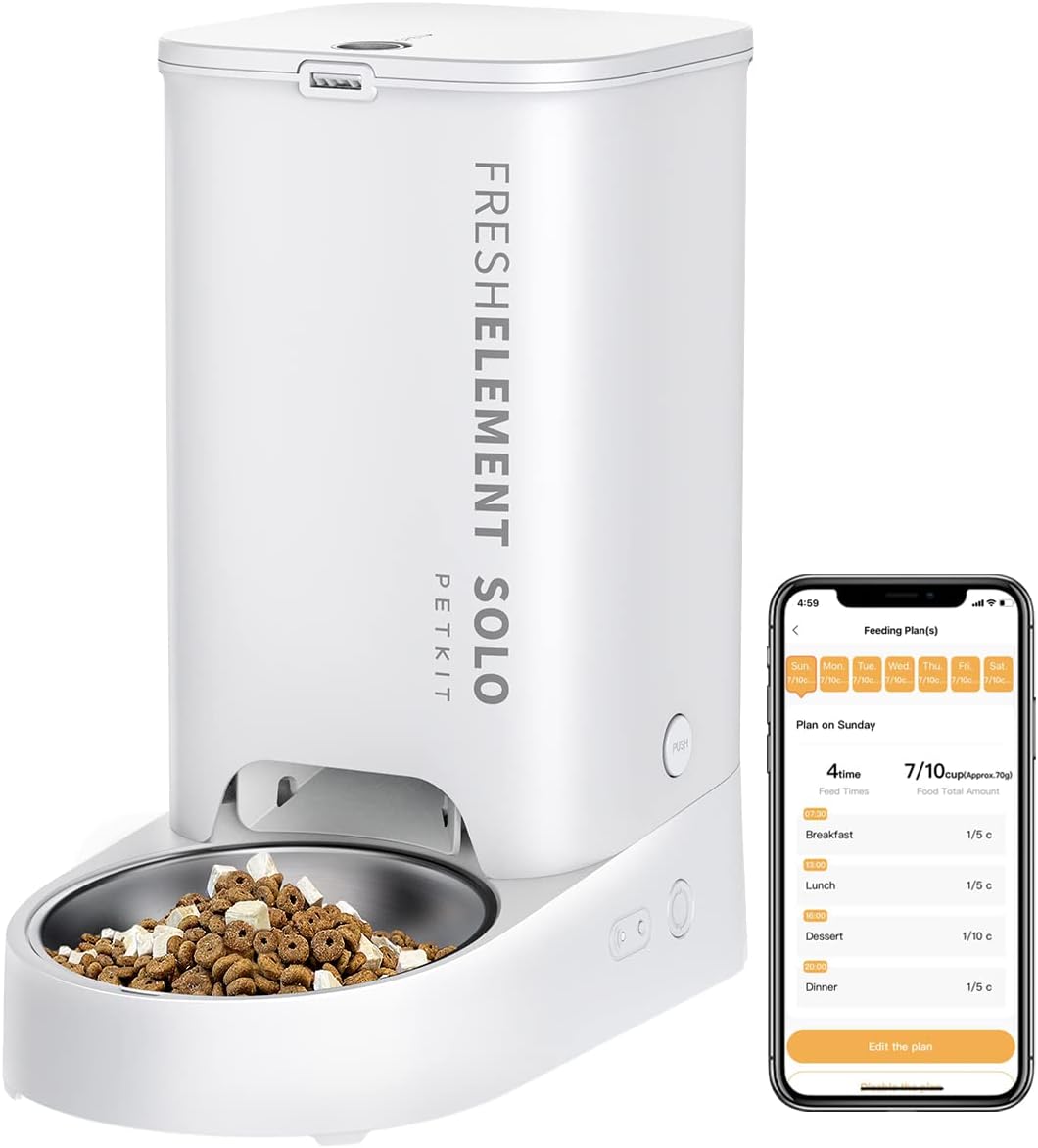 PETKIT Automatic Cat Feeder, 2.4GHz Auto Cat Feeder with App Control 3L, Low Foo...